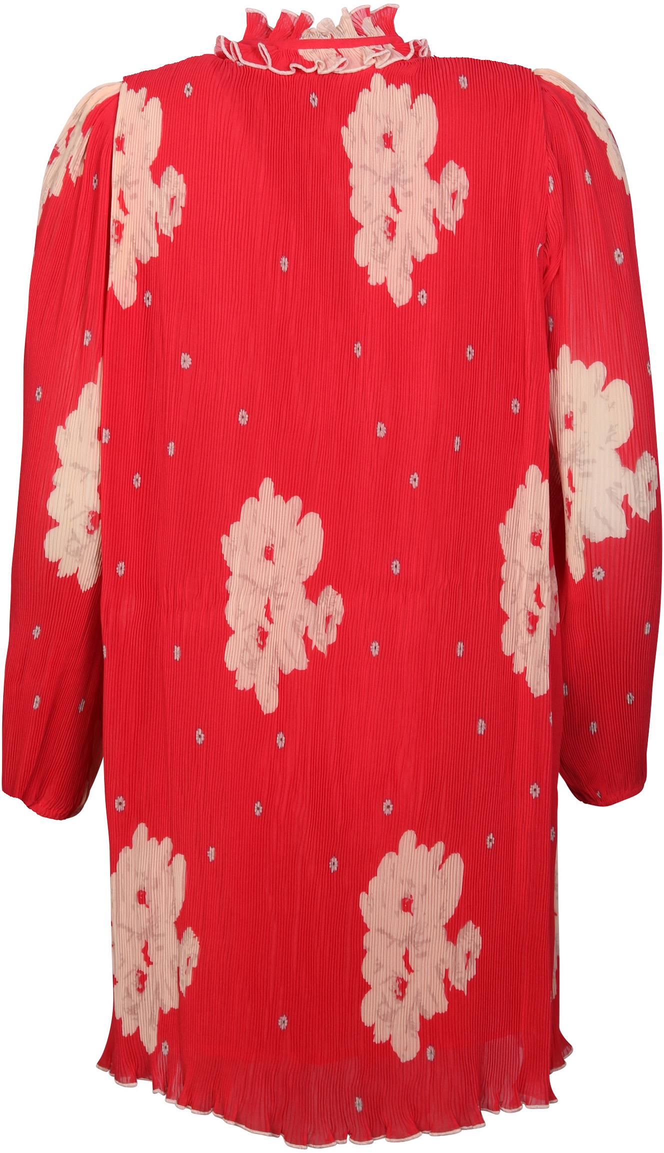 Ganni Pleated Recycled Polyester Dress Red Printed