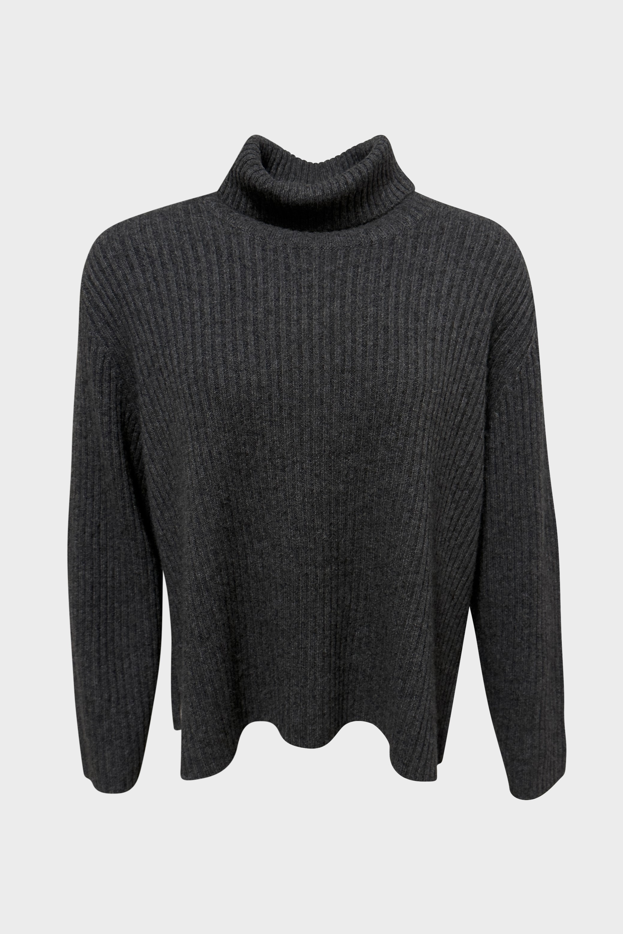 FLONA Cashmere Rip Turtlemeck Sweater in Grey