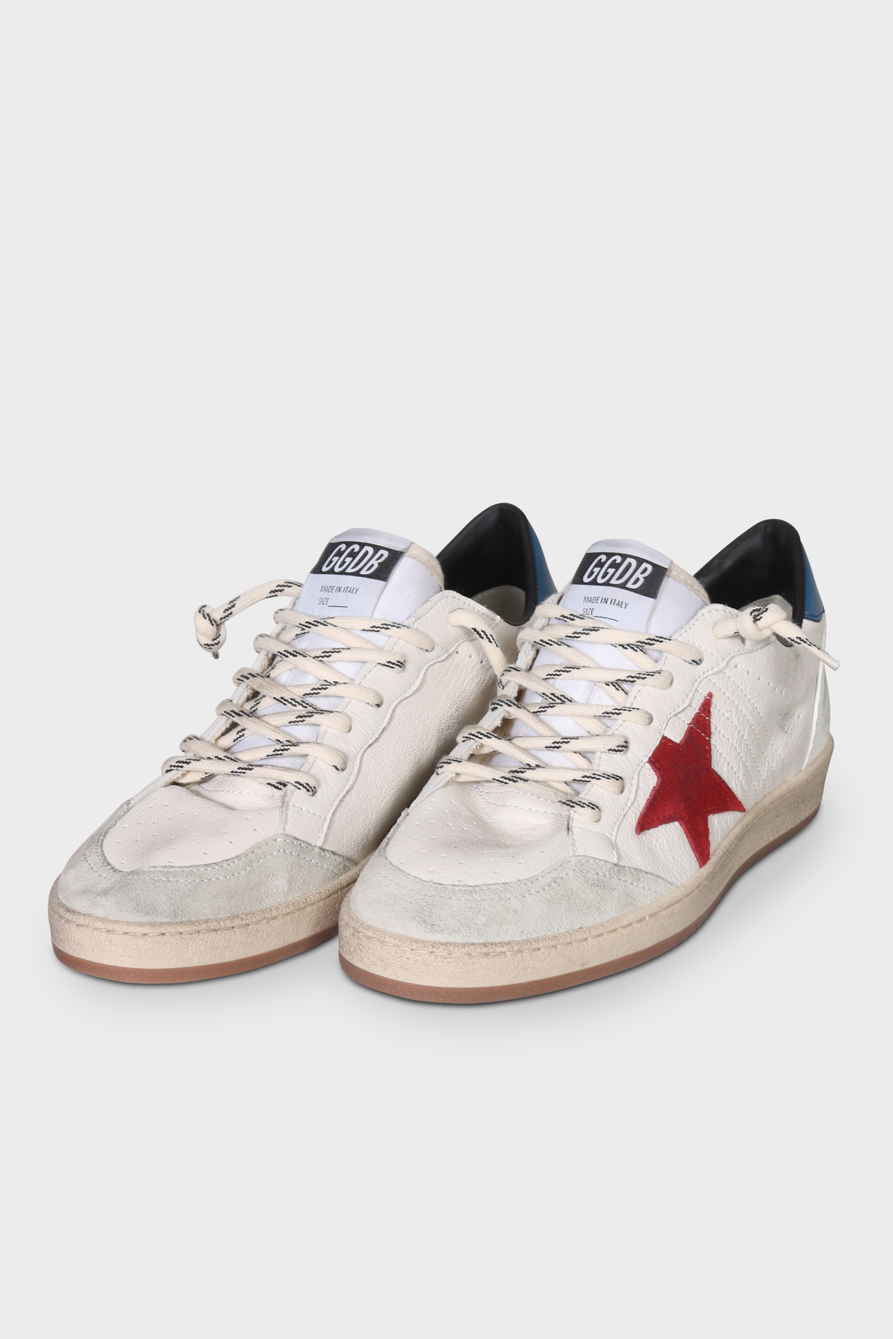 GOLDEN GOOSE Sneaker Ballstar in Off White/Blue/Red 45