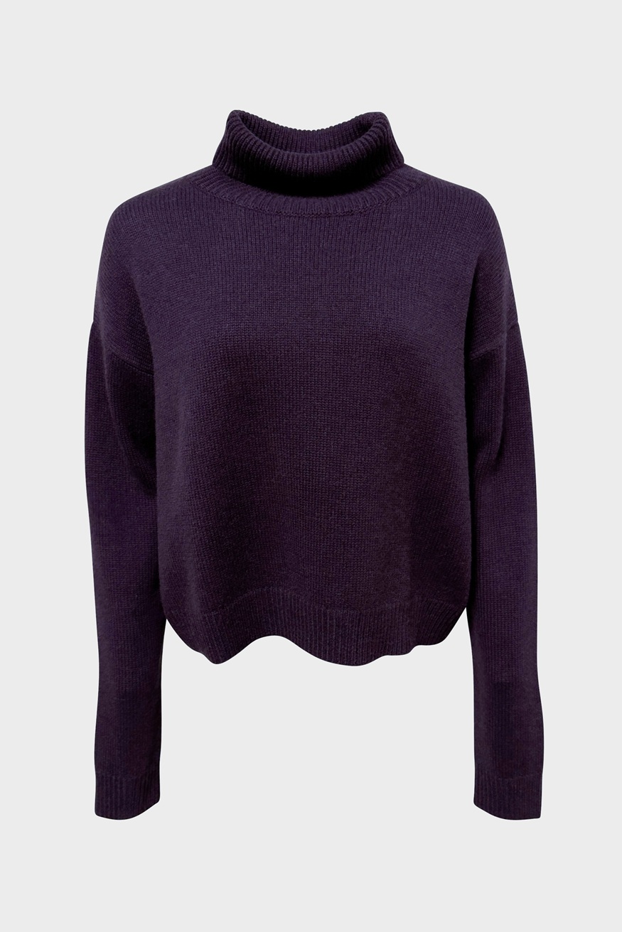 FLONA Cashmere Turtleneck Sweater Aubergine