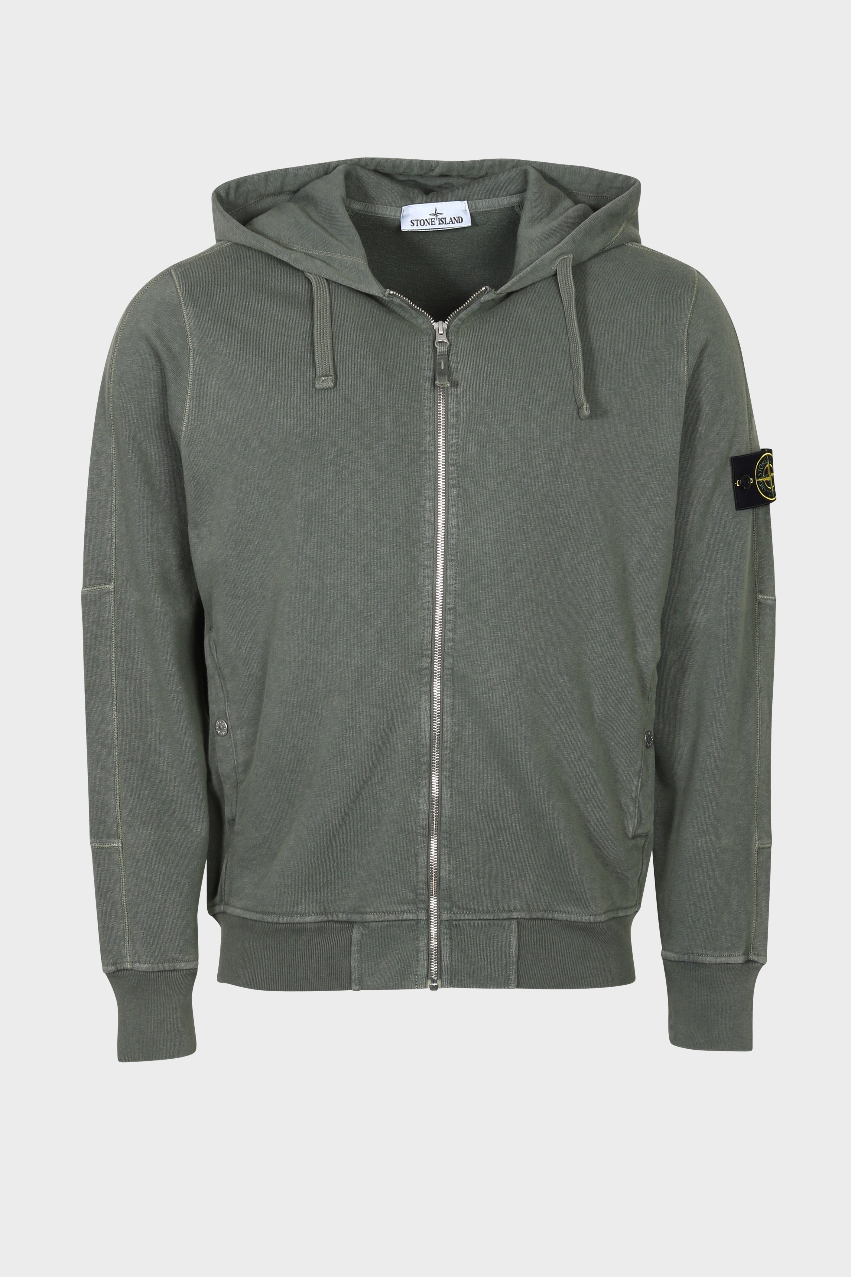 STONE ISLAND Vintage Zip Hoodie in Washed Green 3XL