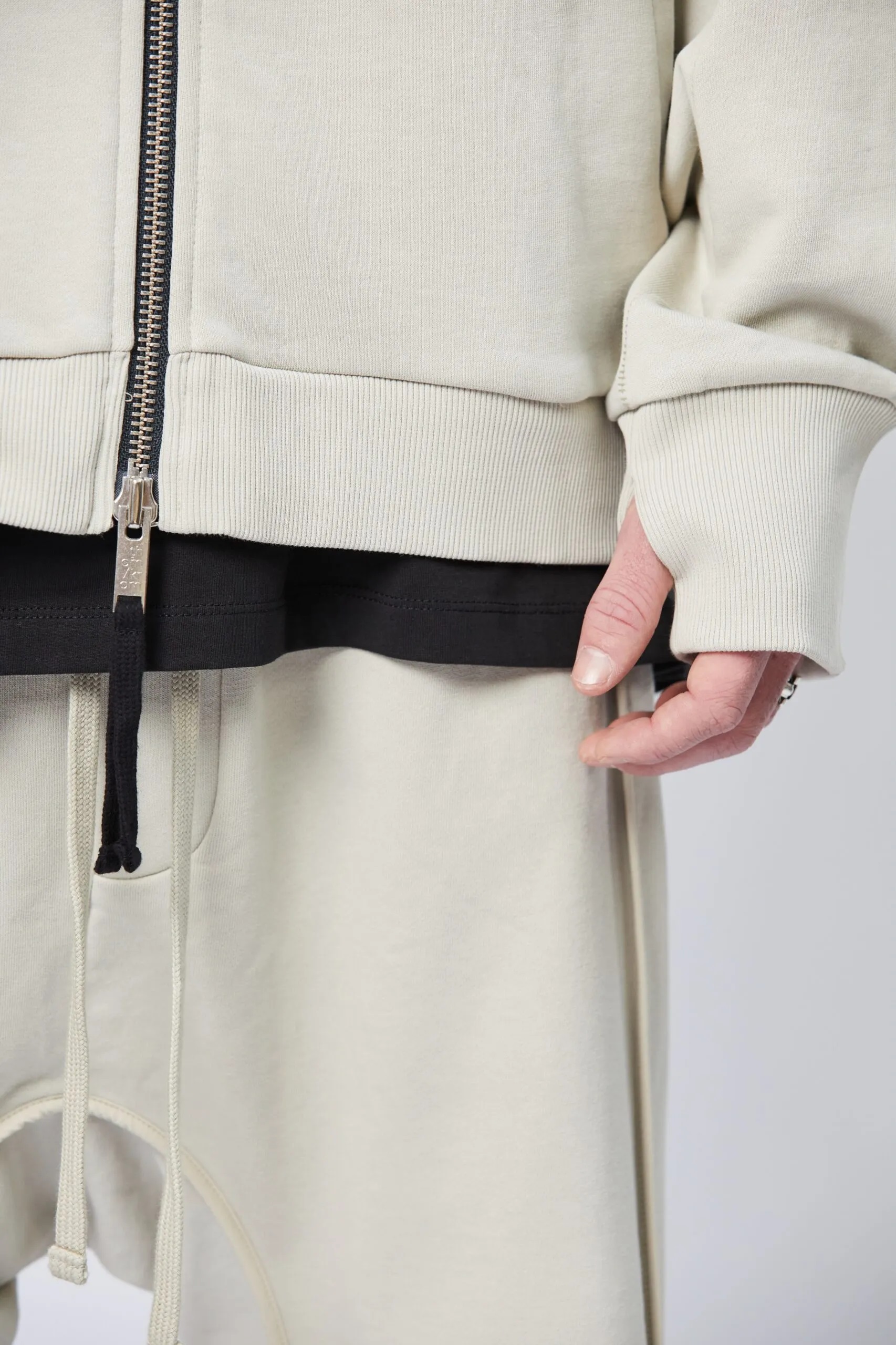 THOM KROM Oversize Zip Hoodie in Sand Shell L