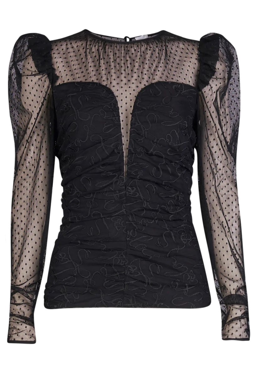 Lala Berlin Top Tika Black Lalagram Embroidery
