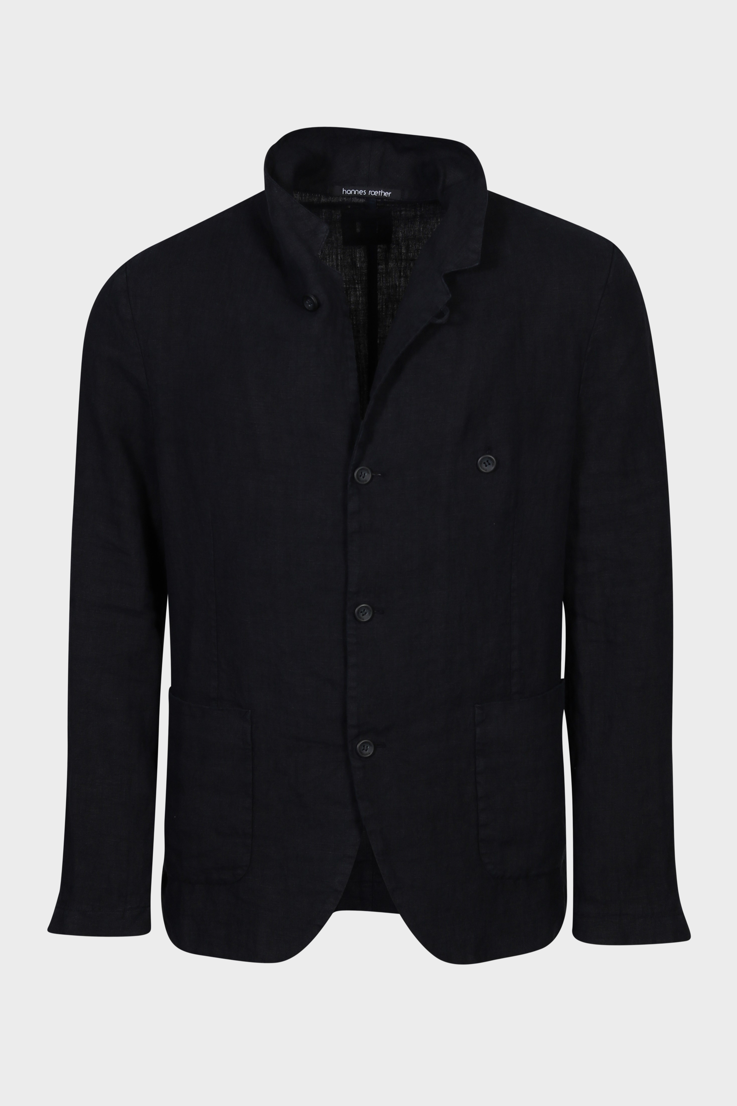 HANNES ROETHER Linen Jacket in Dark Navy HANNES ROETHER Linen Jacket in Dark Navy