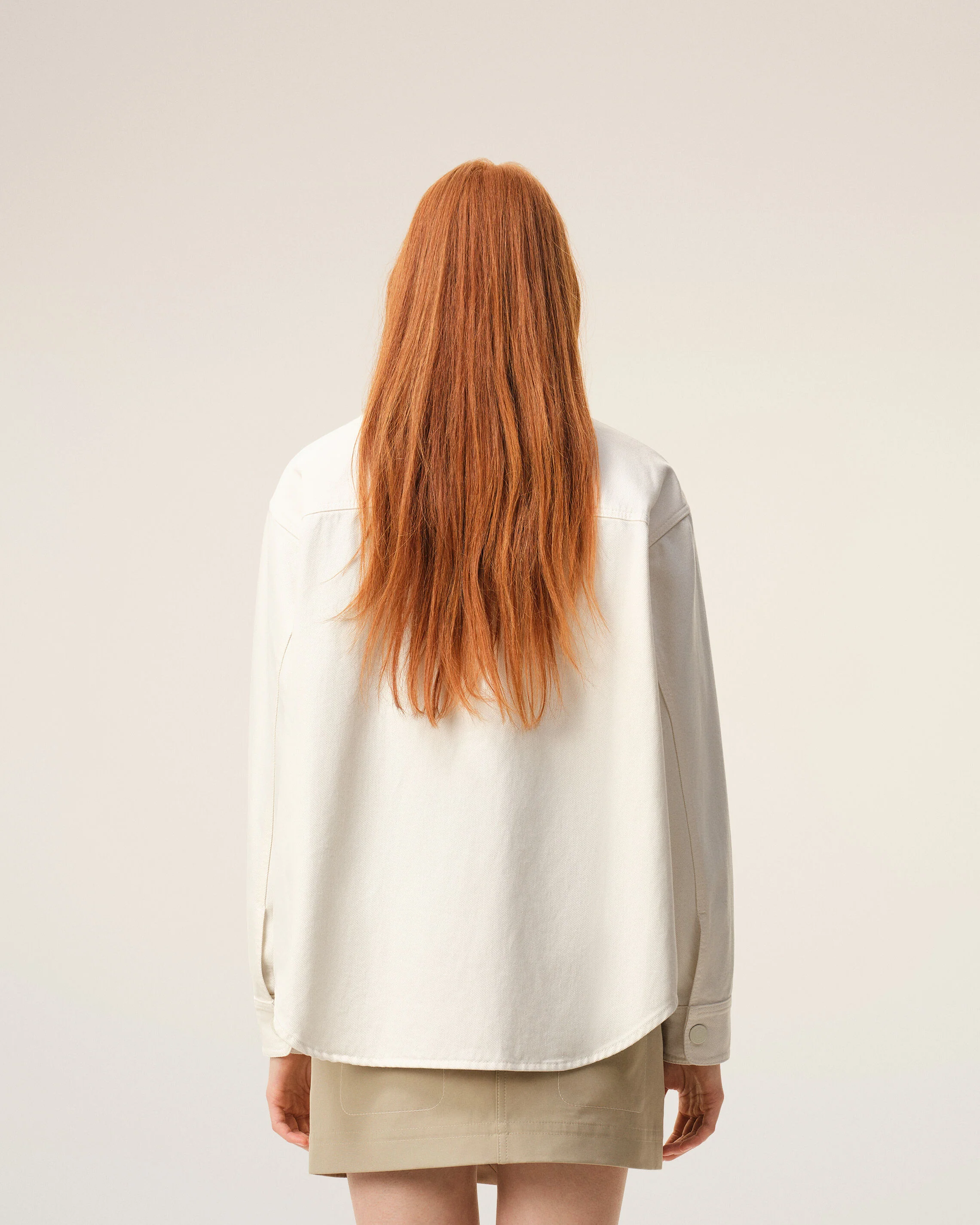 AMI PARIS de Coeur Cotton Twill Overshirt in White Cream