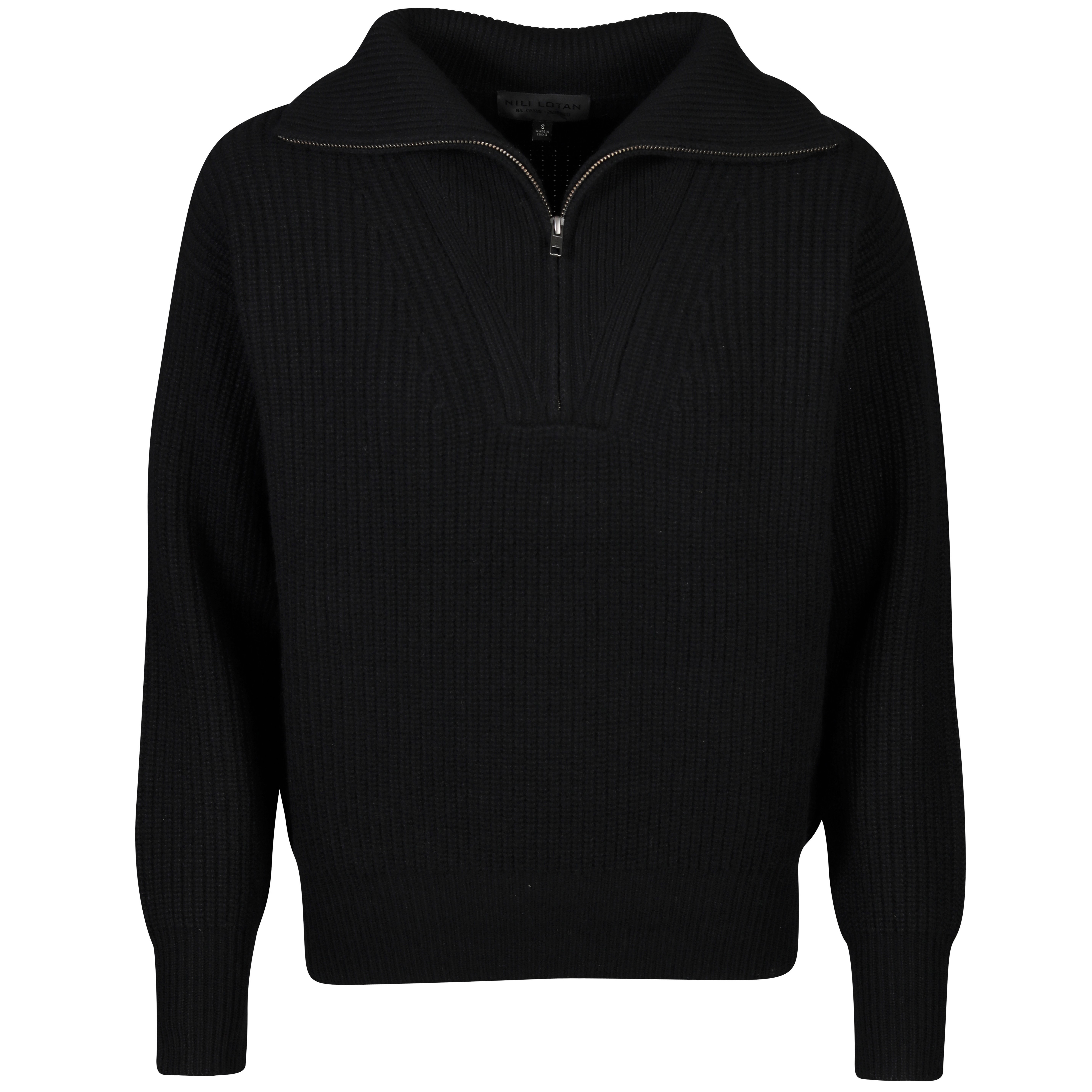 Nili Lotan Hester Half Zip Cashmere Sweater in Black