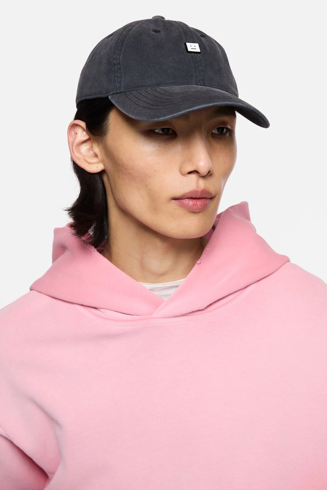 ACNE STUDIOS Face Cap in Washed Black/White