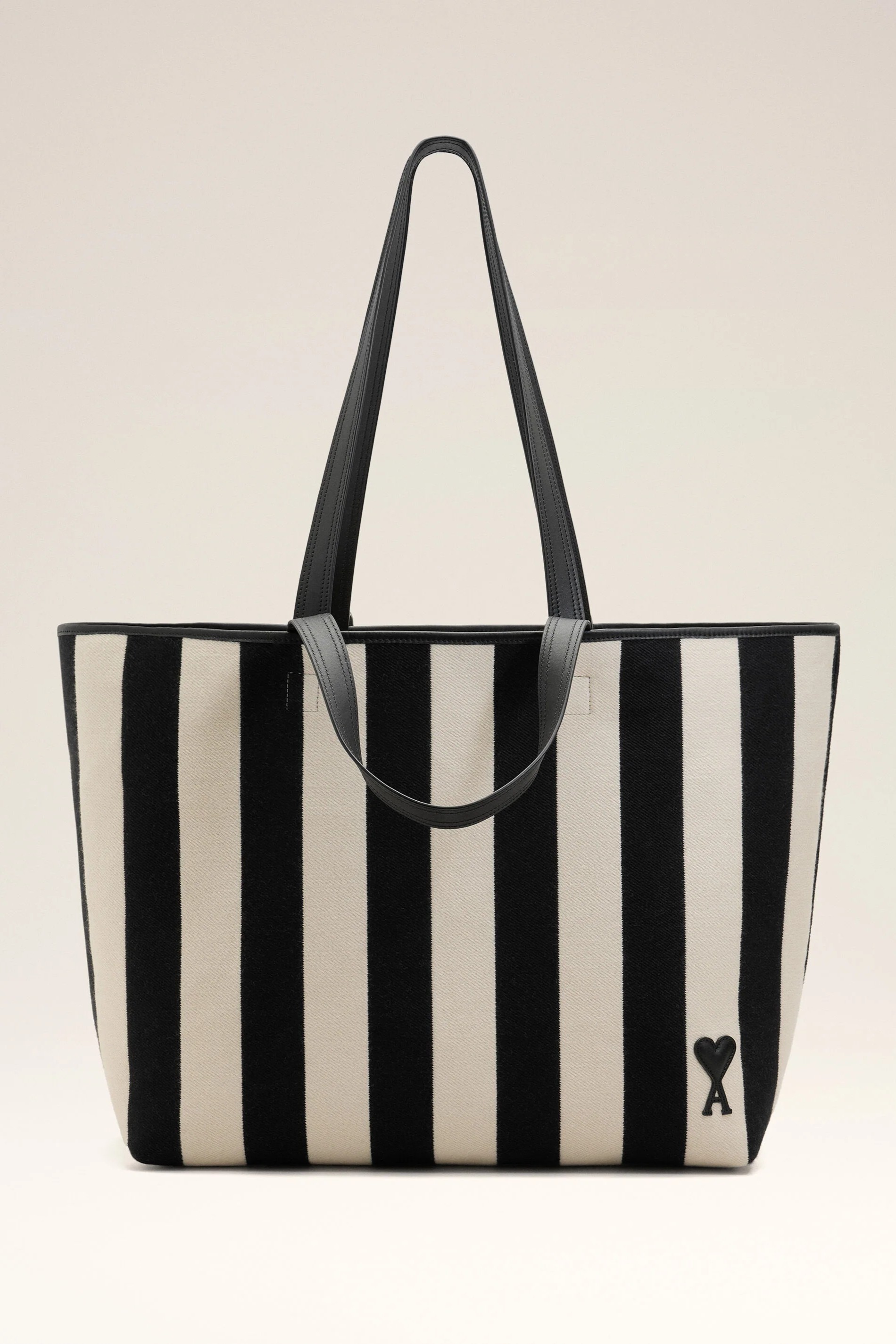 AMI PARIS Striped Canvas Shopping Bag
