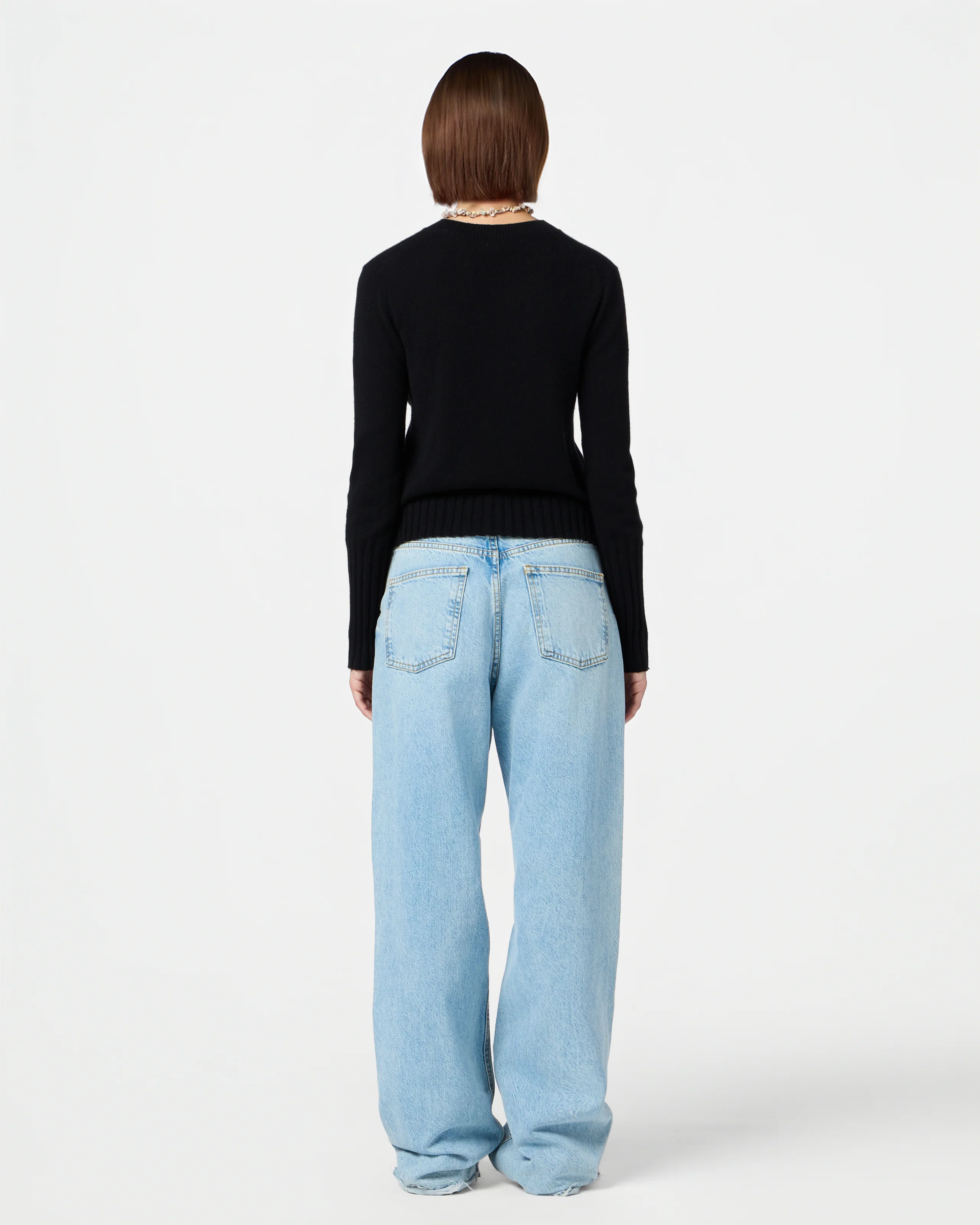 GUEST IN RESIDENCE Shrunken Crewneck Sweater in Black L