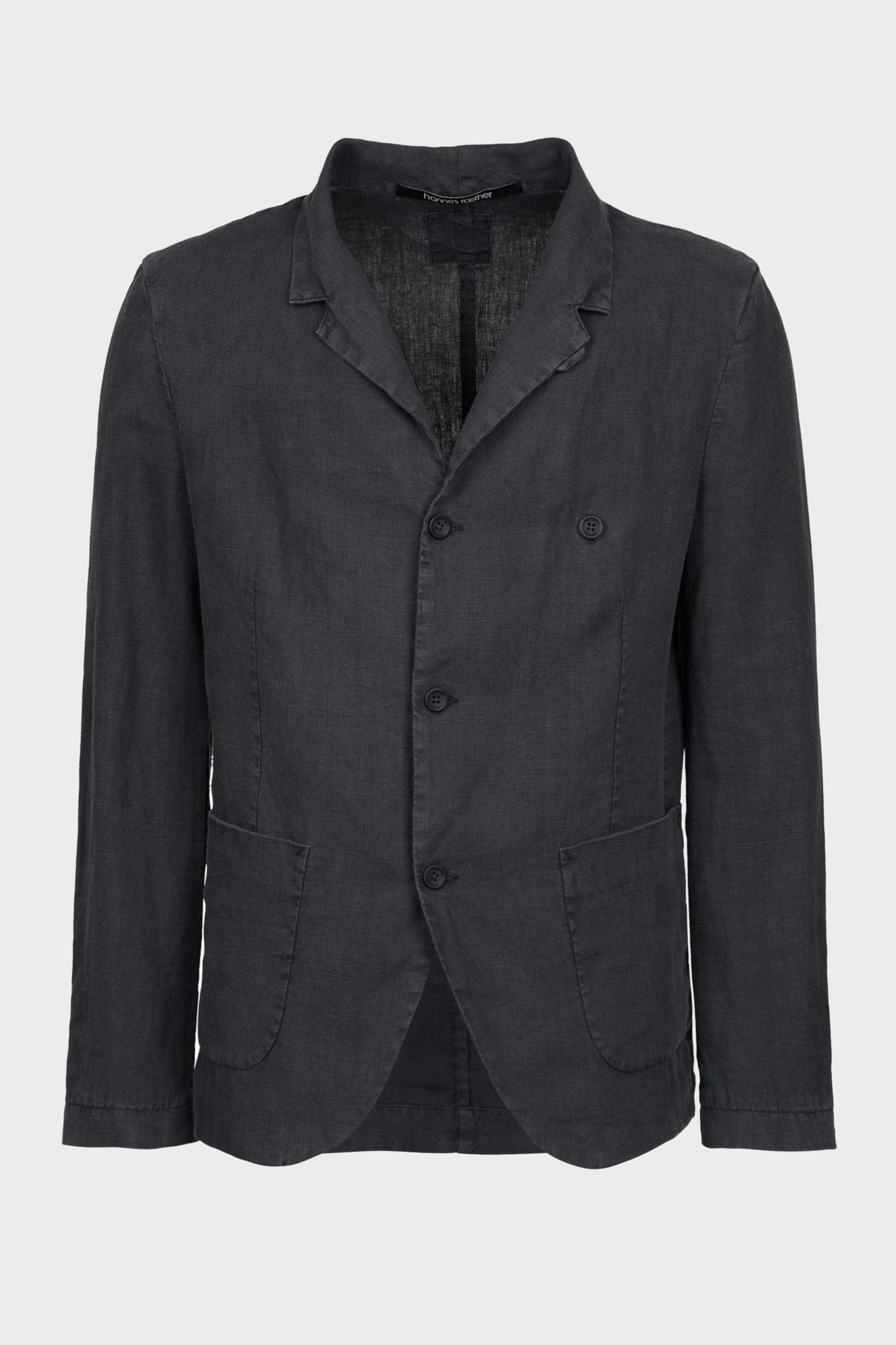 HANNES ROETHER Linen Jacket in Dark Grey HANNES ROETHER Linen Jacket in Dark Grey