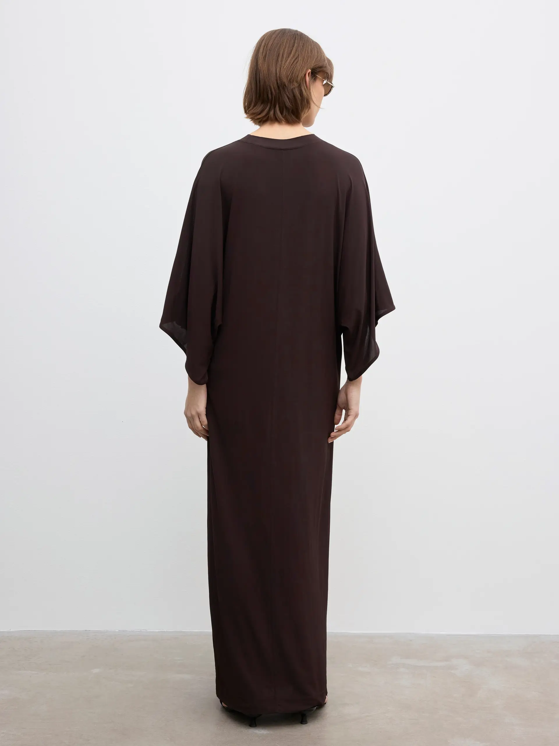 DAGMAR Jersey Kimono Dress in Chocolate Brown PIERRE-LOUIS MASCIA Silk Dress