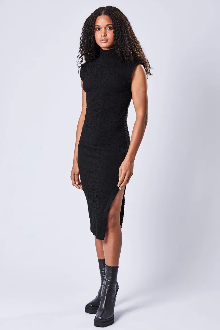 THOM KROM Crashed Sweat Dress in Black L