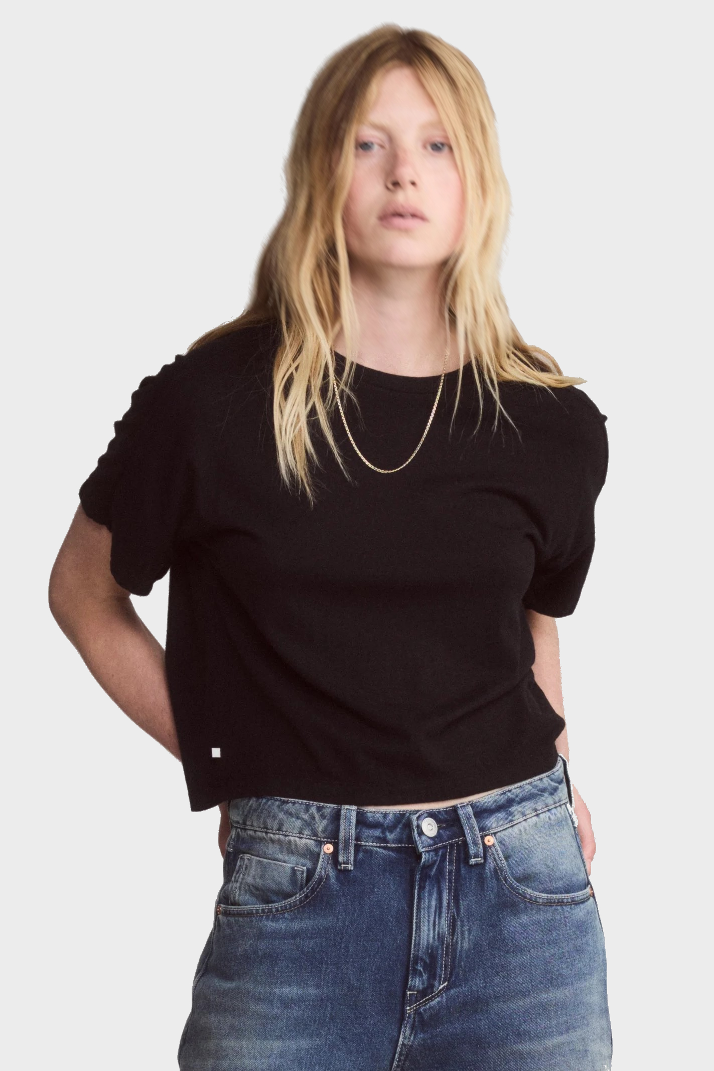 TENUE. Ella Cropped Boxy Fit T-Shirt in Black
