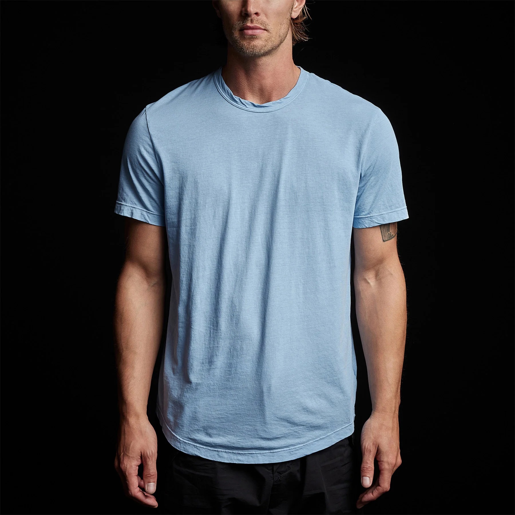 JAMES PERSE Clear Jersey Crew Neck in Light Blue M/2