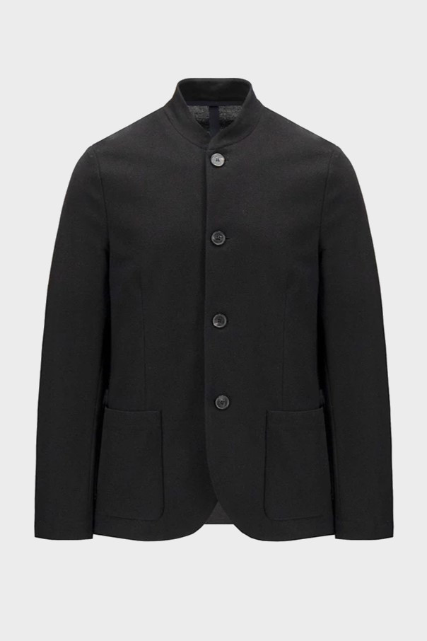 HARRIS WHARF LONDON Nehru Loro Piana Jacket in Black 48