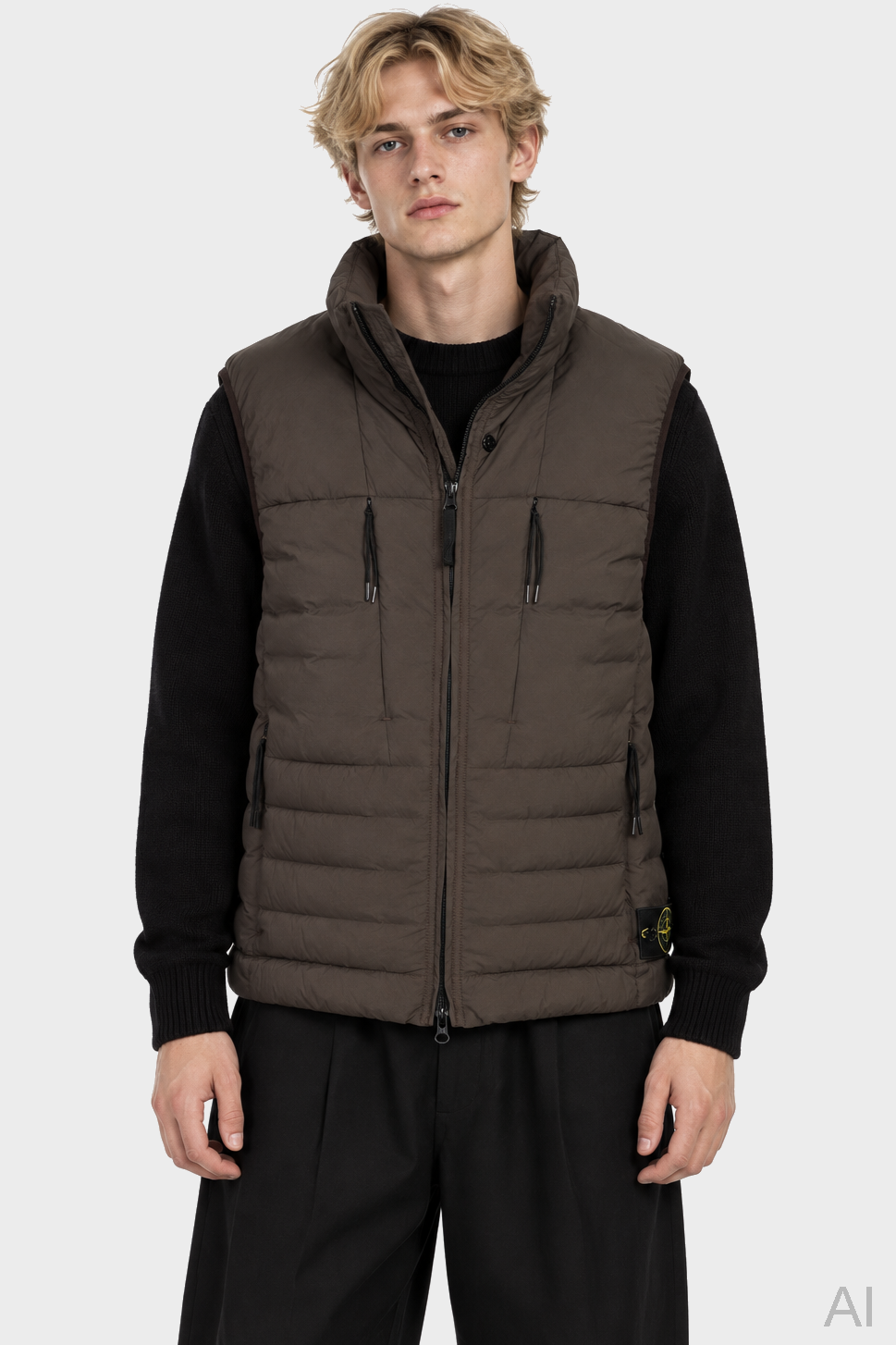 STONE ISLAND Nylon Down-TC Vest in Dark Olive