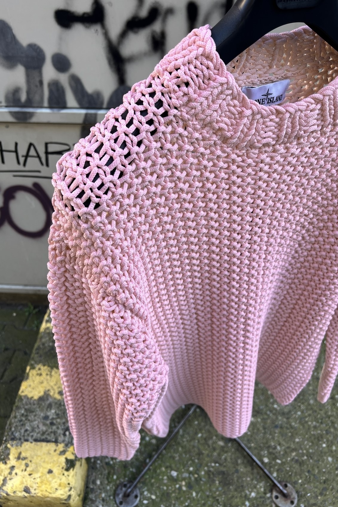 STONE ISLAND Viscose/Nylon Rope Knit Pullover in Beige XXL