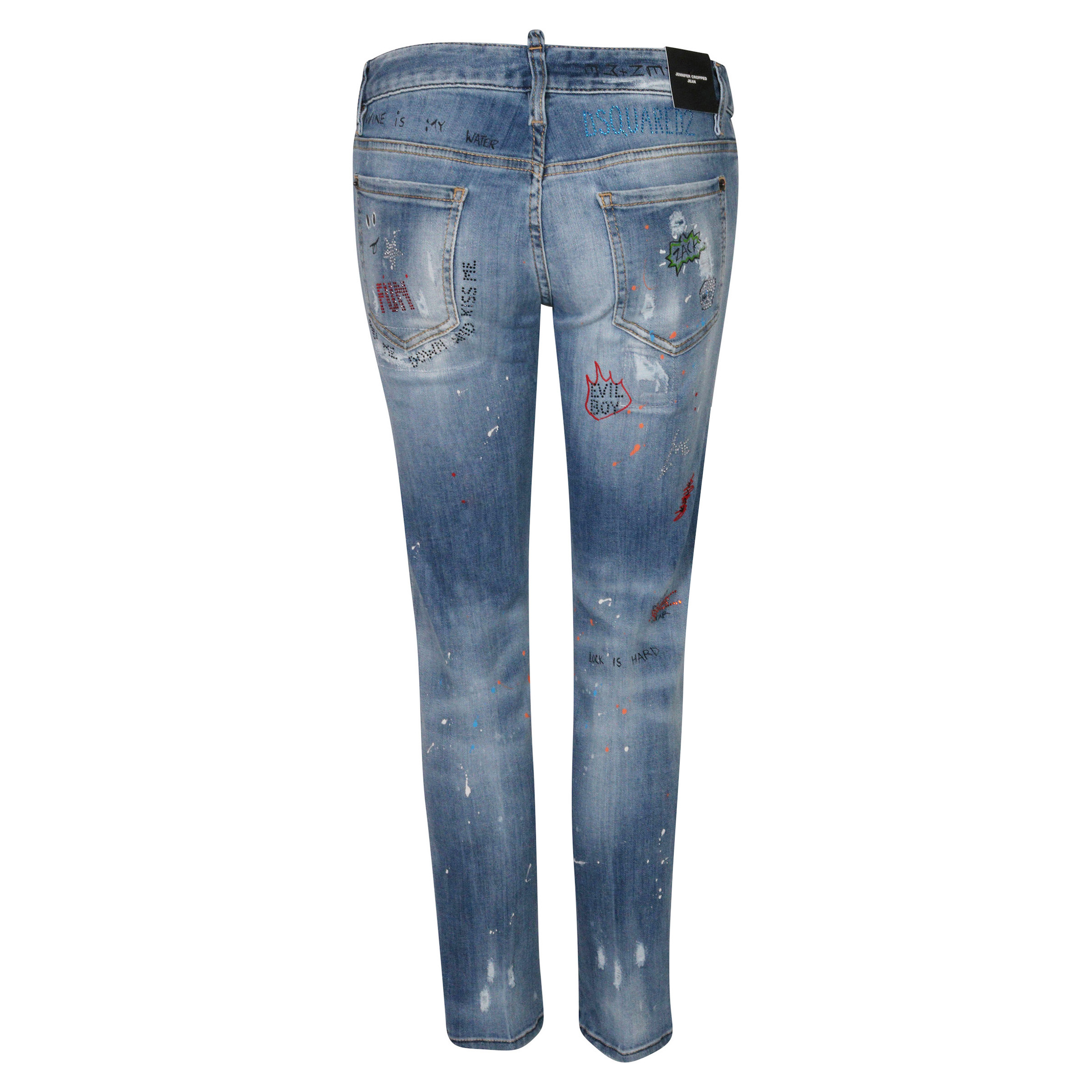 Dsquared Jeans Jennifer Cropped Printed/Rhinestones