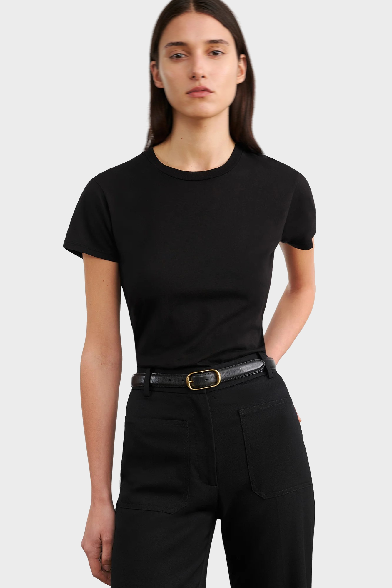NILI LOTAN Mariela Crewneck T-Shirt in Jet Black NILI LOTAN Mariela Crewneck T-Shirt in Jet Black