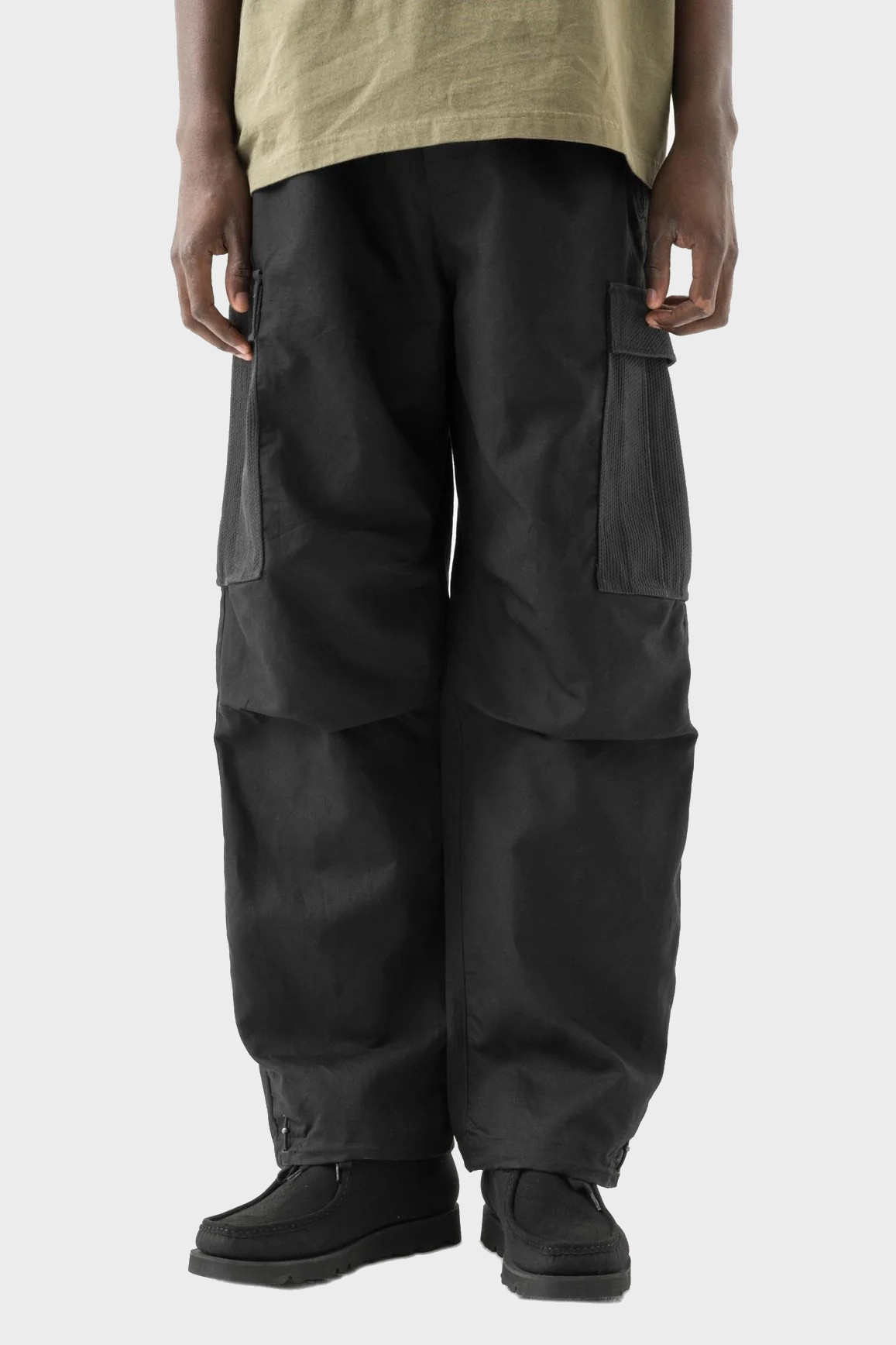 MAHARISHI 7110 Hemp Utility Cargo Track Pants in Black