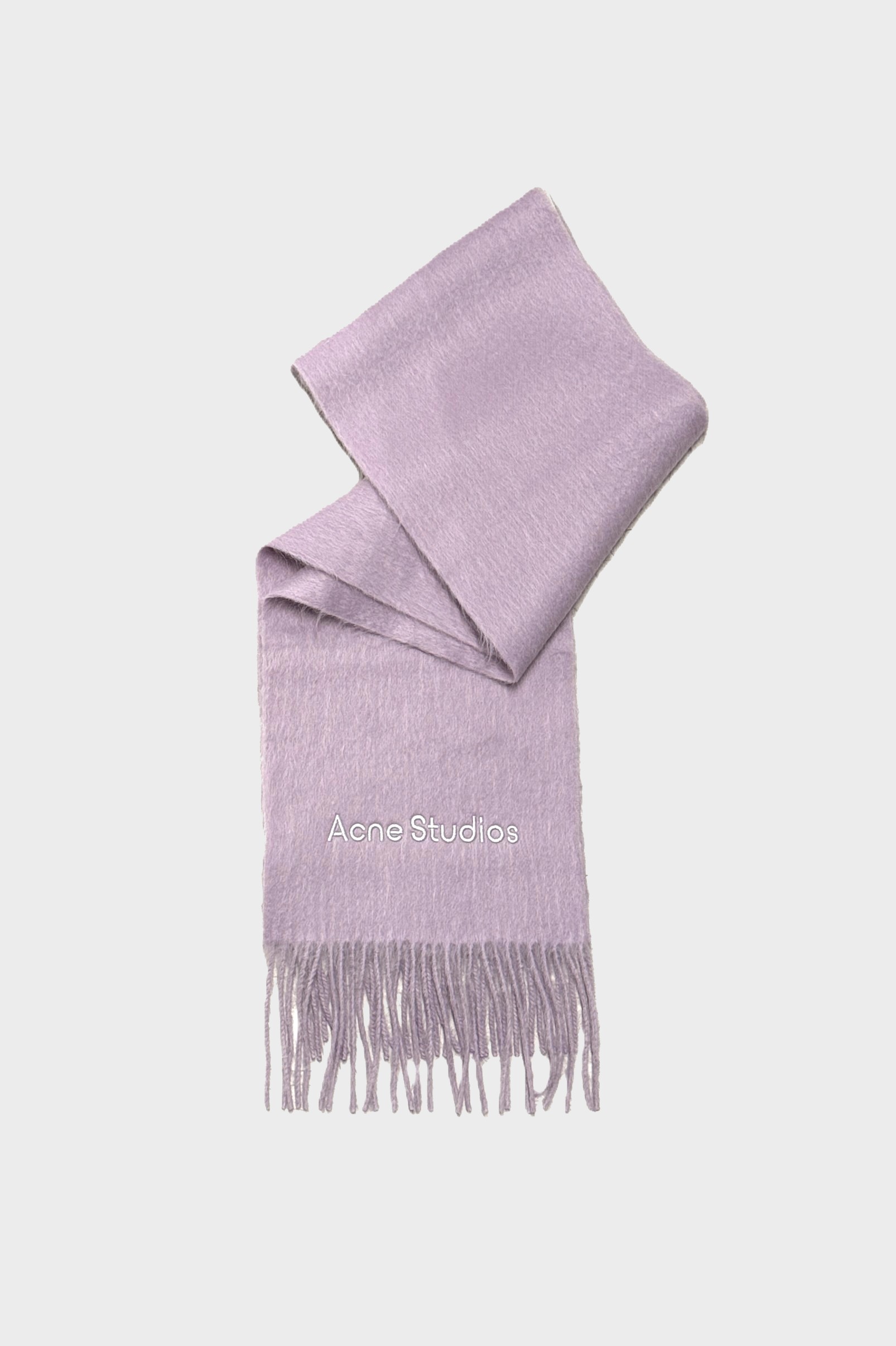 ACNE STUDIOS Logo Wool Scarf in Light Lavender