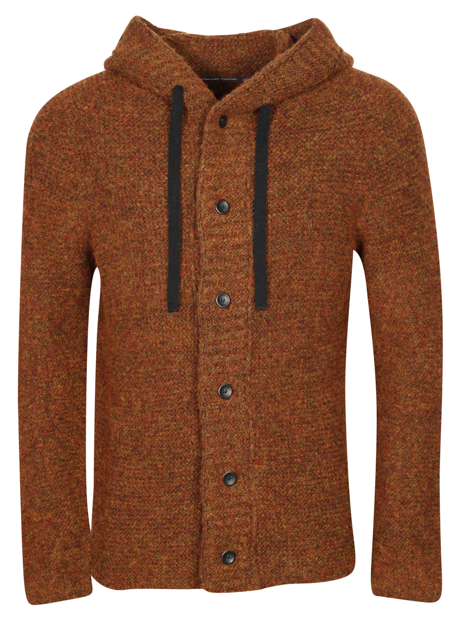 Hannes Roether Hooded Knit Cardigan Rusty Melange