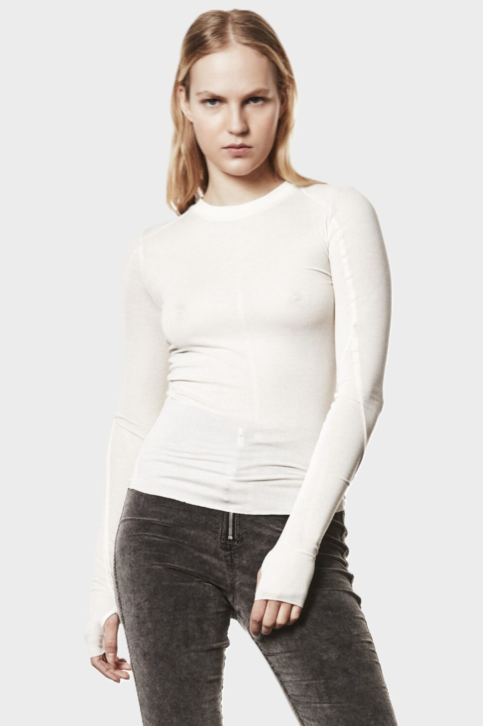 THOM KROM Slim Fit Longsleeve in Oat