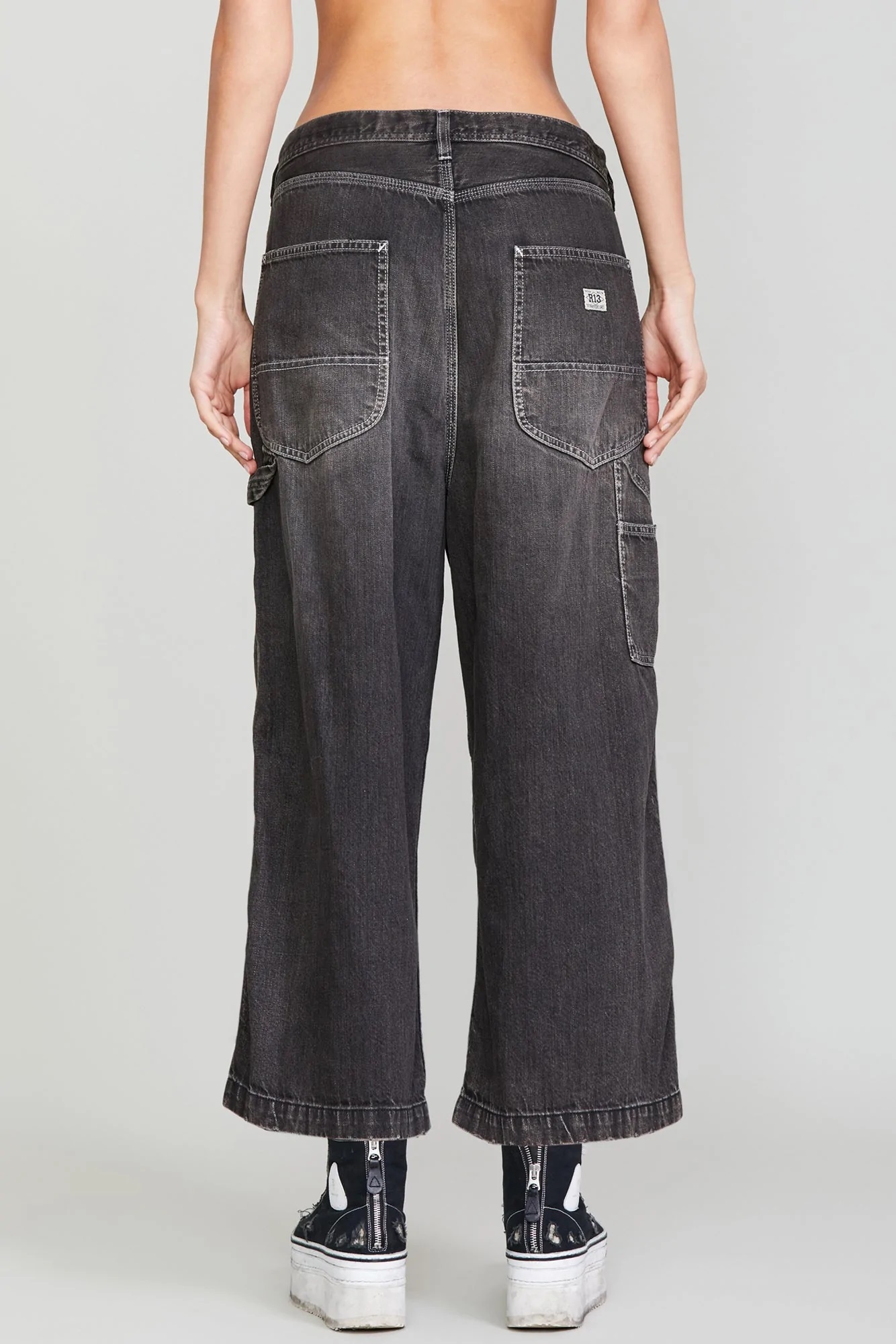 R13 Wideleg Crop in Ellery Black 29