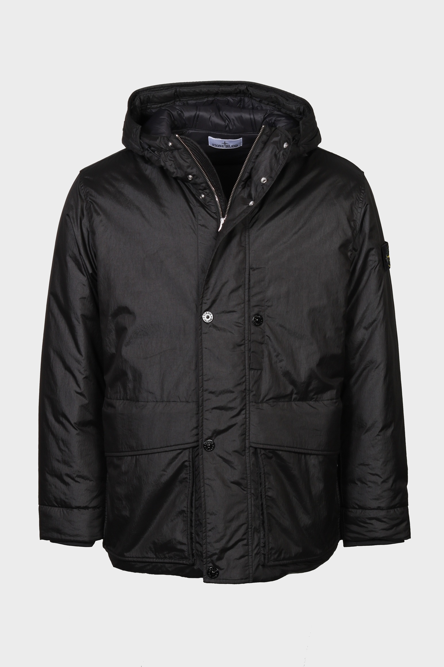 STONE ISLAND Poly Nylon Ciré Padded Parka in Black 3XL
