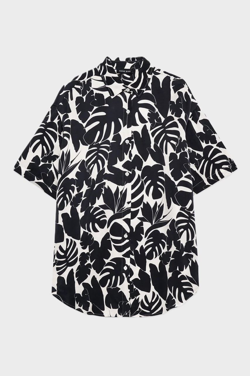 ANINE BING Tristan Shirt in Black Bird of Paradise