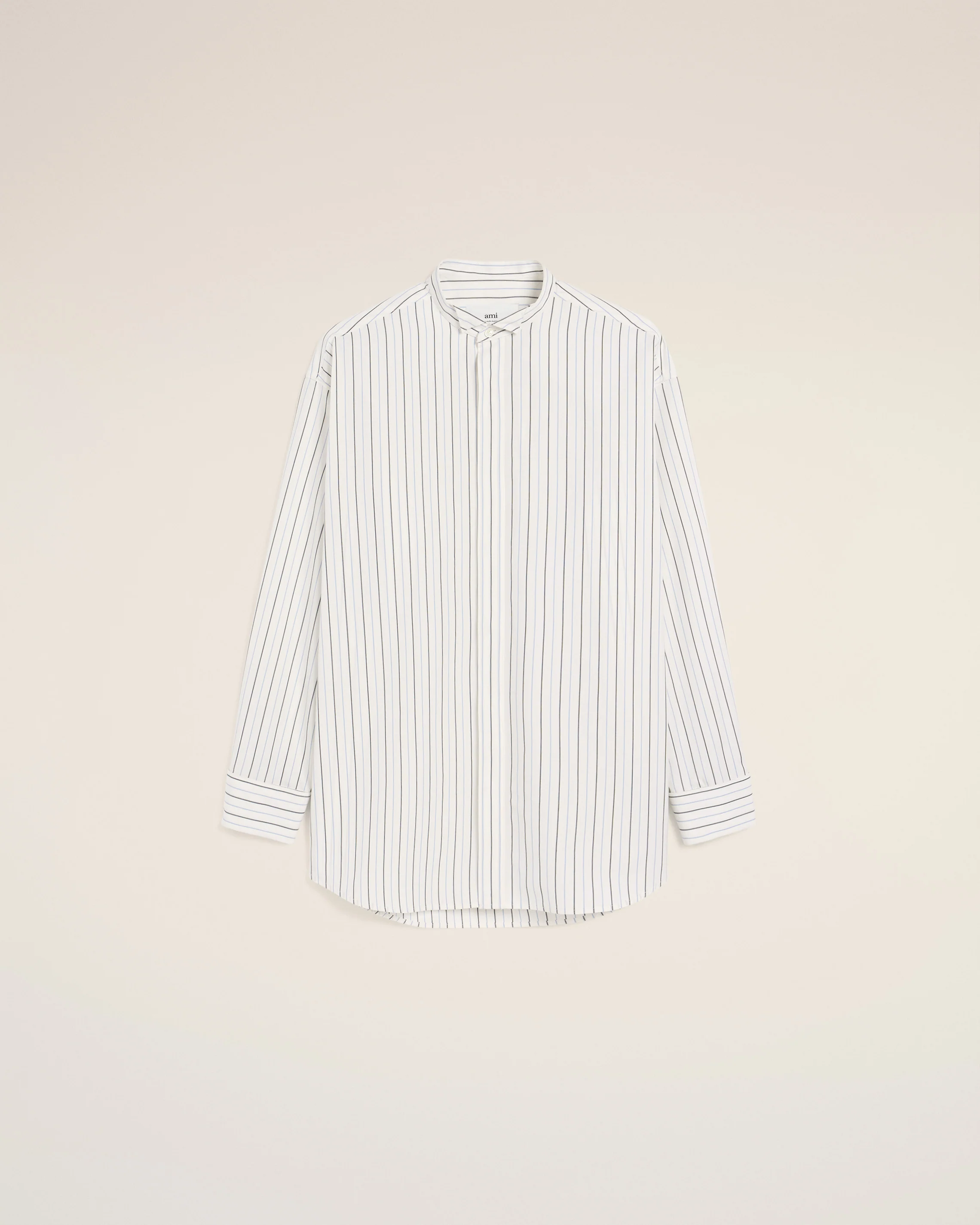 AMI PARIS Striped Oversized Shirt in White AMI PARIS Striped Oversized Shirt in White
