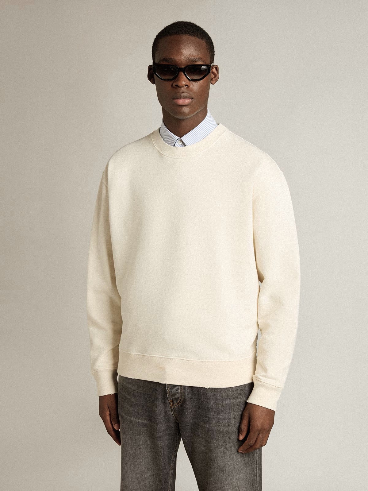 GOLDEN GOOSE Boxi Sweatshirt Cotton Fleece Logo Patch