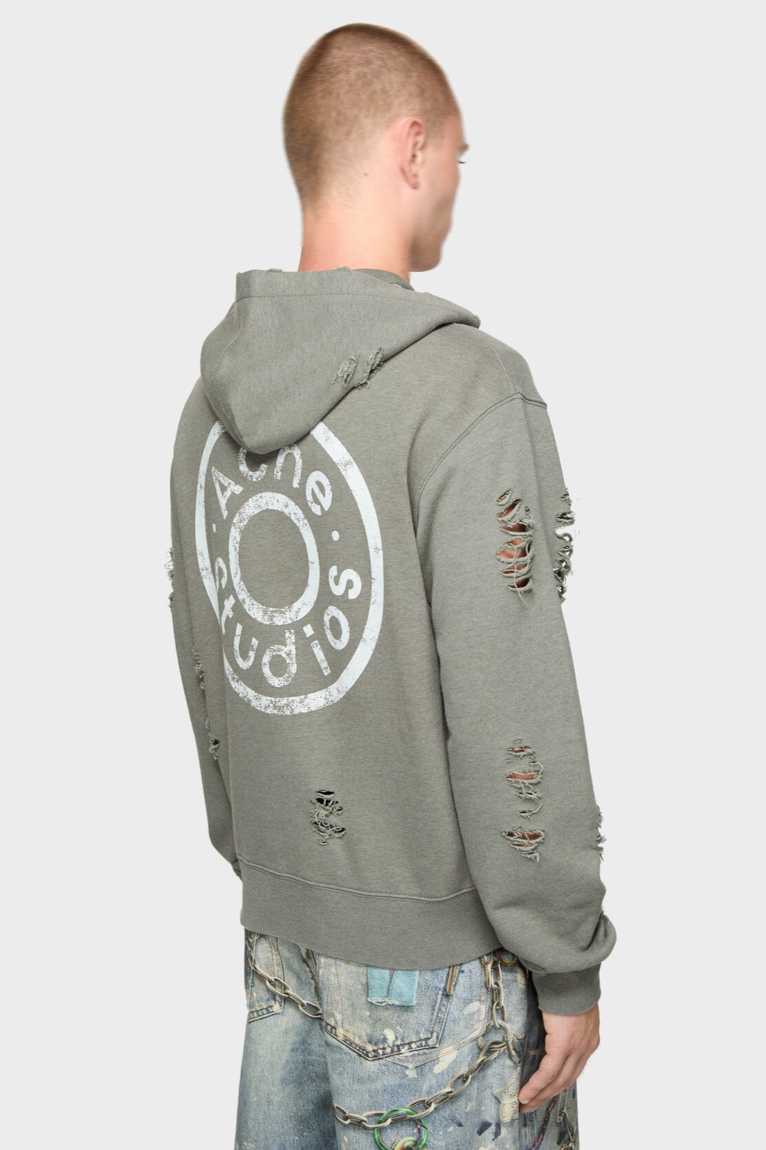 ACNE STUDIOS Logo Zip Hoodie in Moss Green ACNE STUDIOS Logo Zip Hoodie in Moss Green