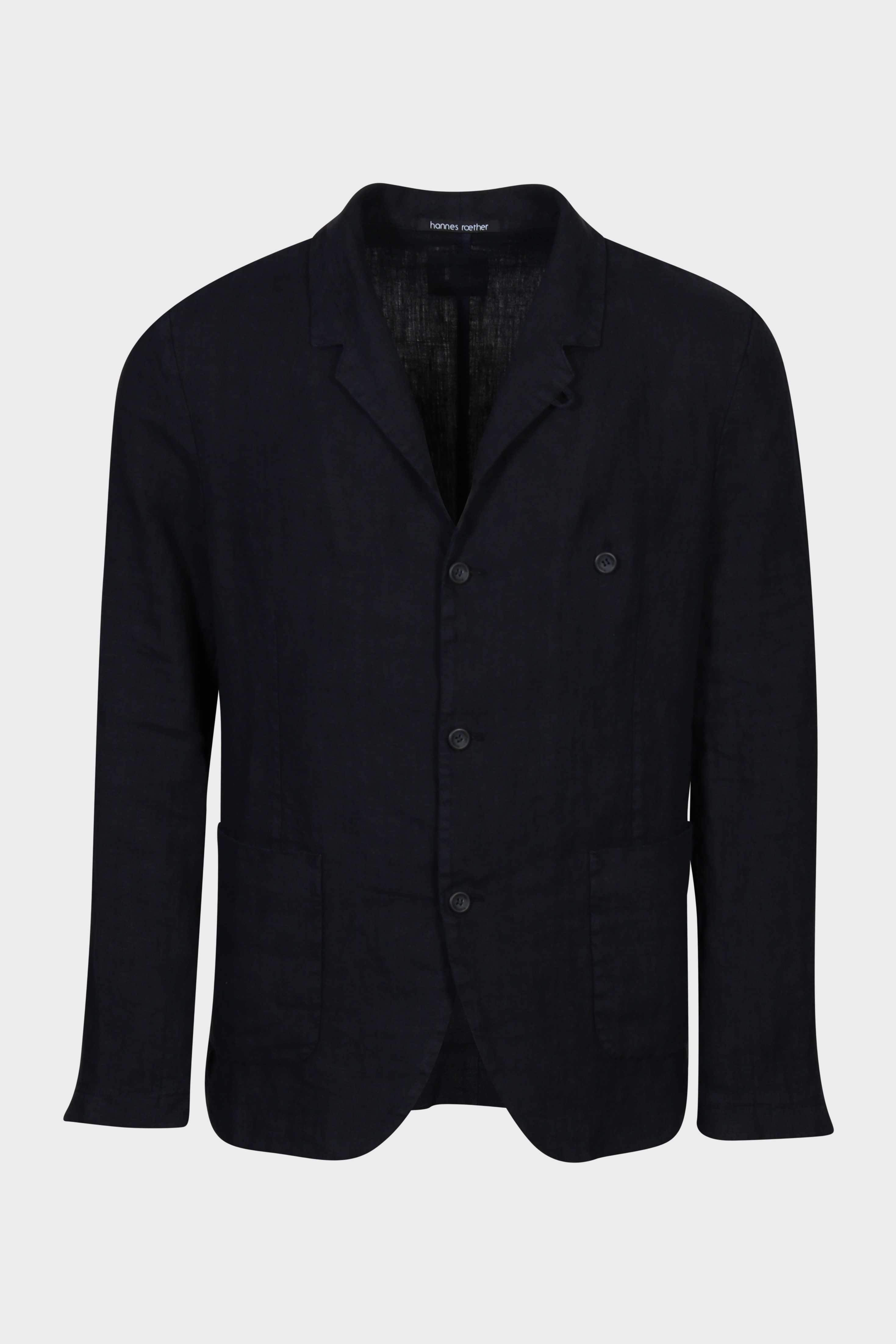 HANNES ROETHER Linen Jacket in Dark Navy HANNES ROETHER Linen Jacket in Dark Navy