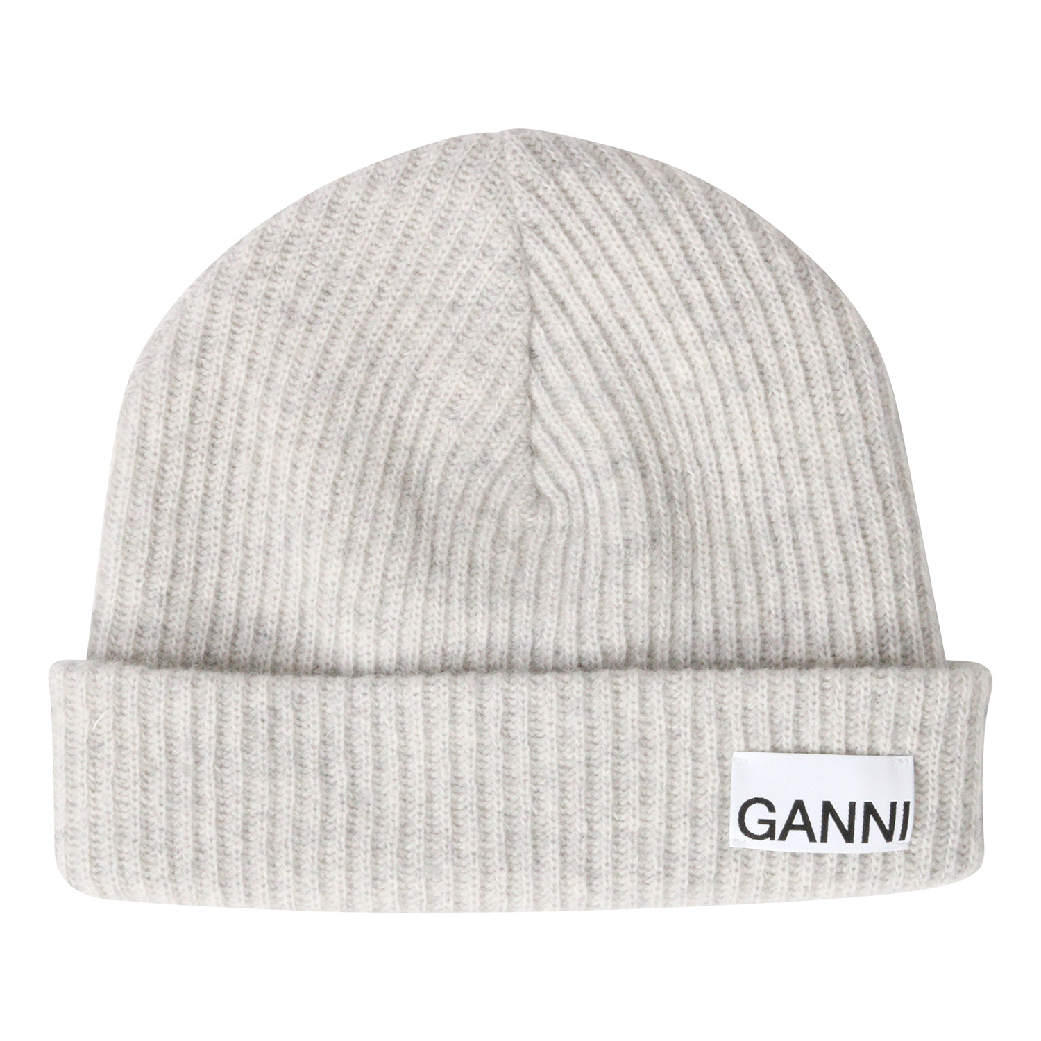Ganni Recycled Wool Knit Hat Light Grey Melange