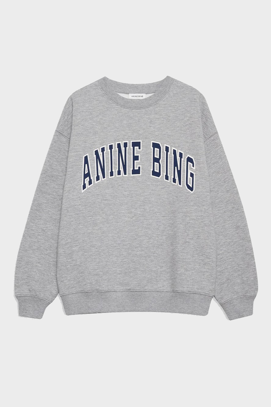 ANINE BING Loose Fit Sweatshirt in Heather Grey/Navy 