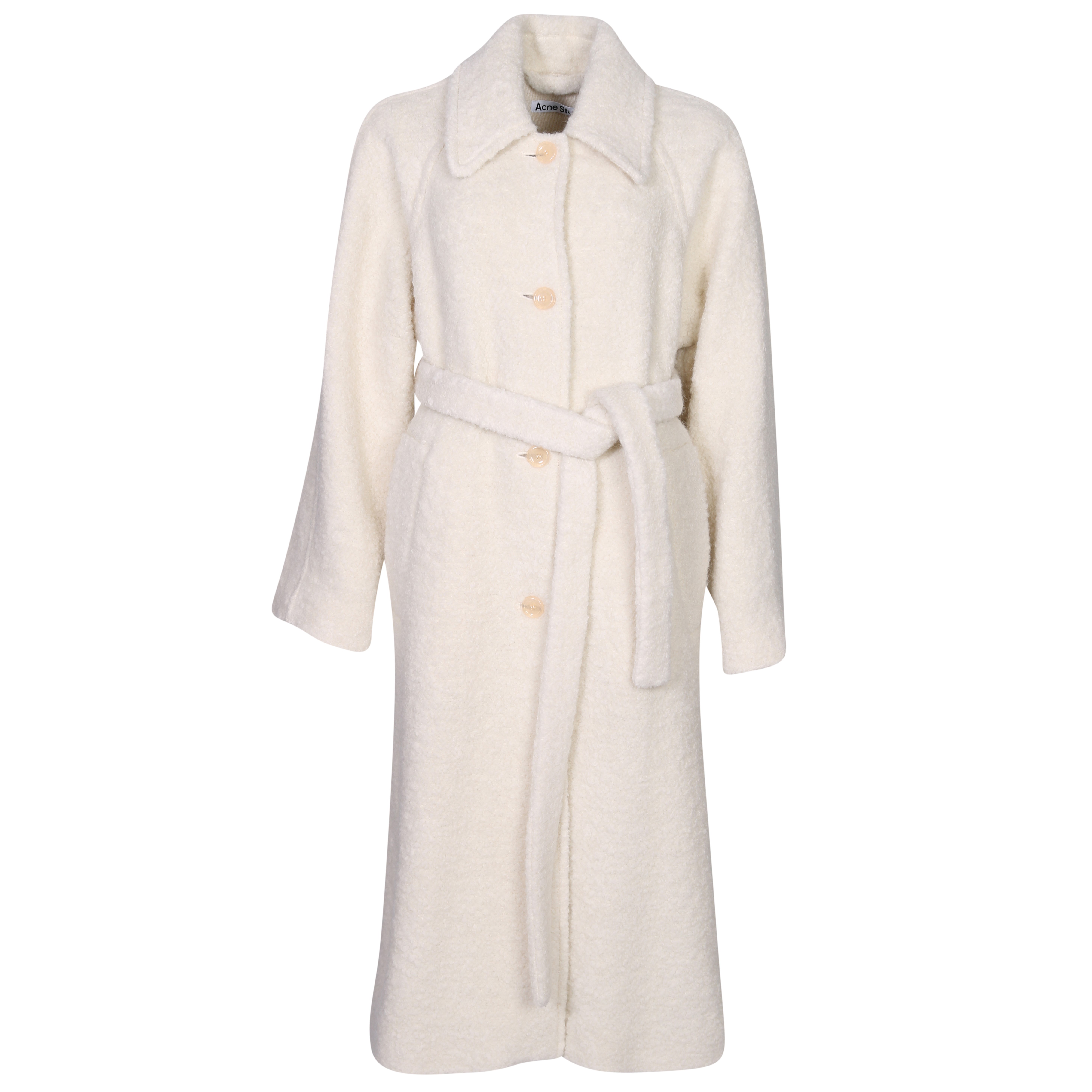 Acne Studios Teddy Coat in Ecru Beige