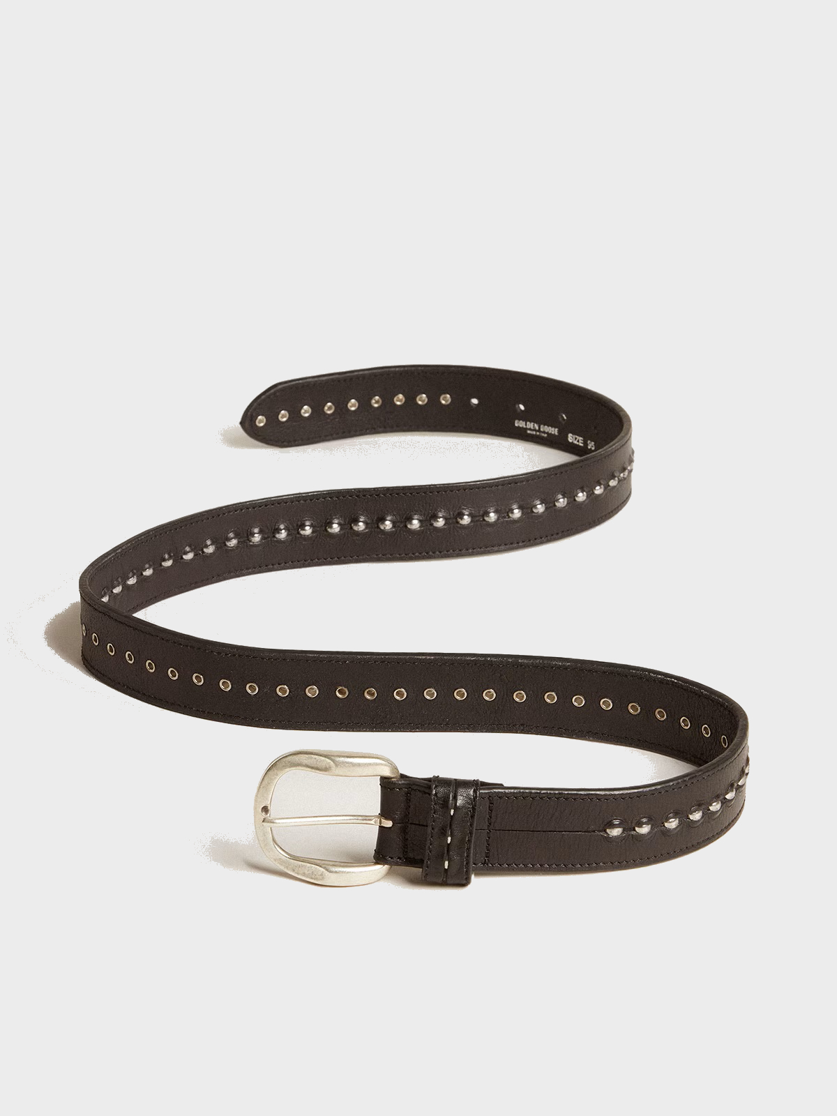 GOLDEN GOOSE Belt Hide with Studs in Washed Black