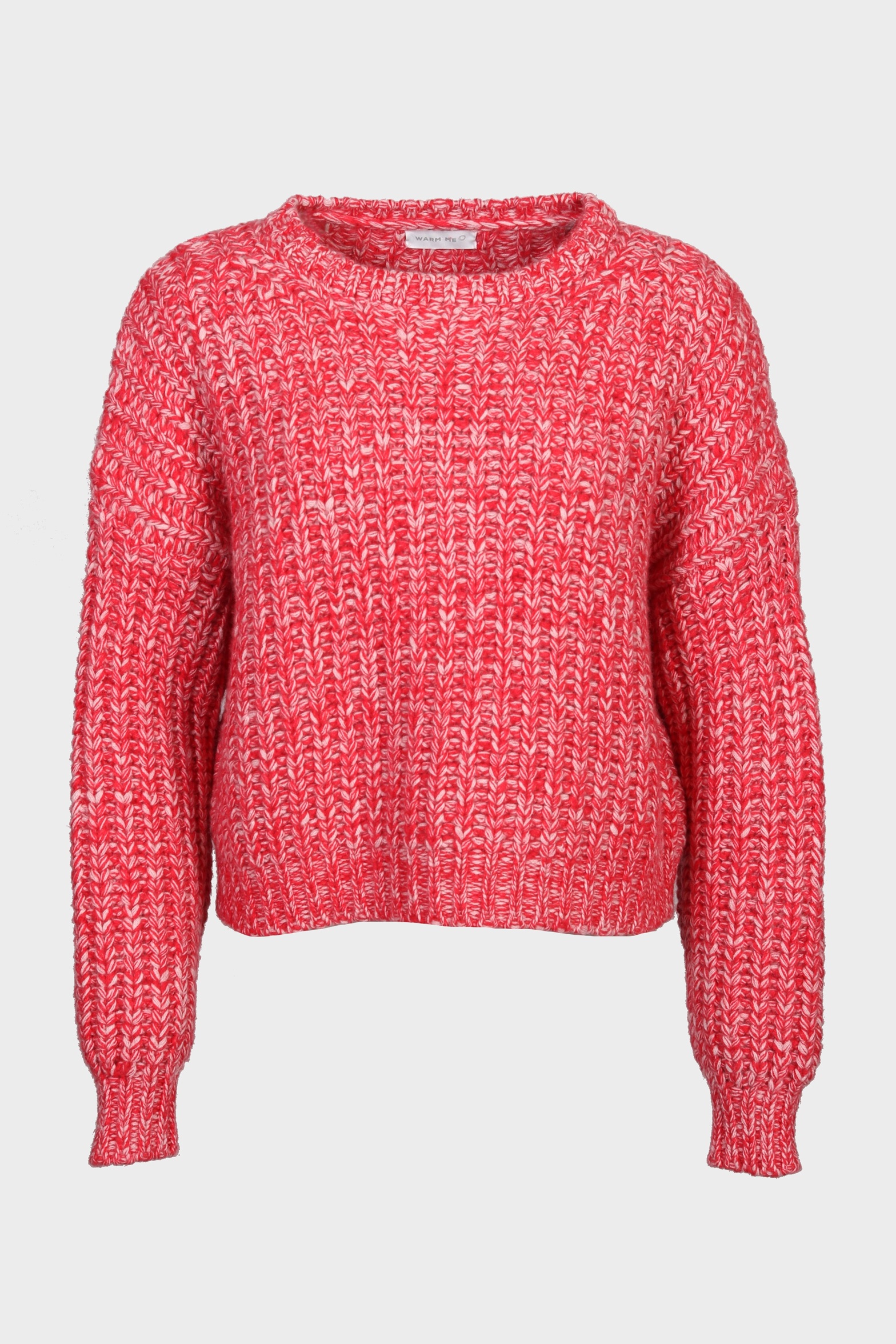 WARM ME Amaya Cropped Heavy Cashmere Sweater in Red Melange