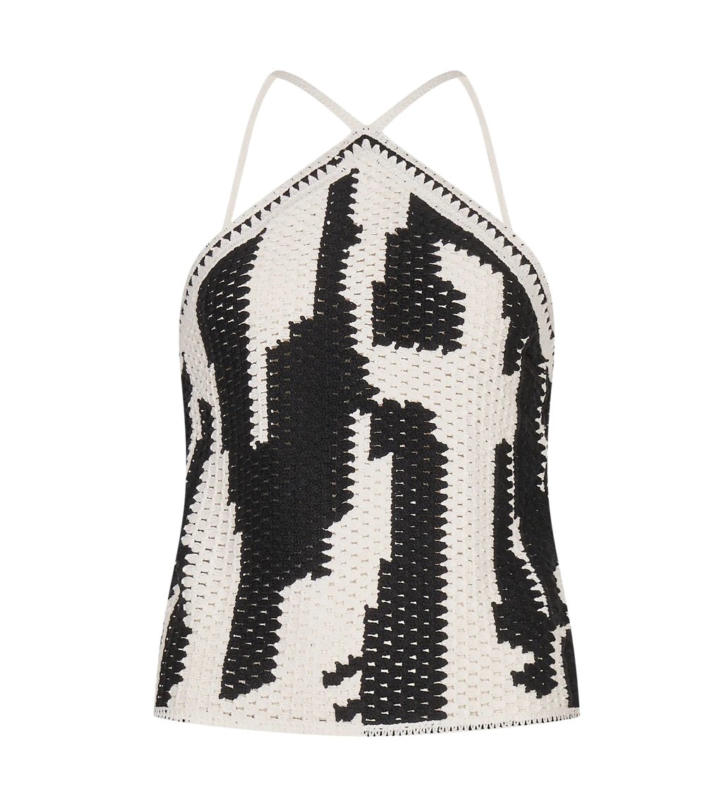 LALA BERLIN Top Kaely in Black/White Crochet M