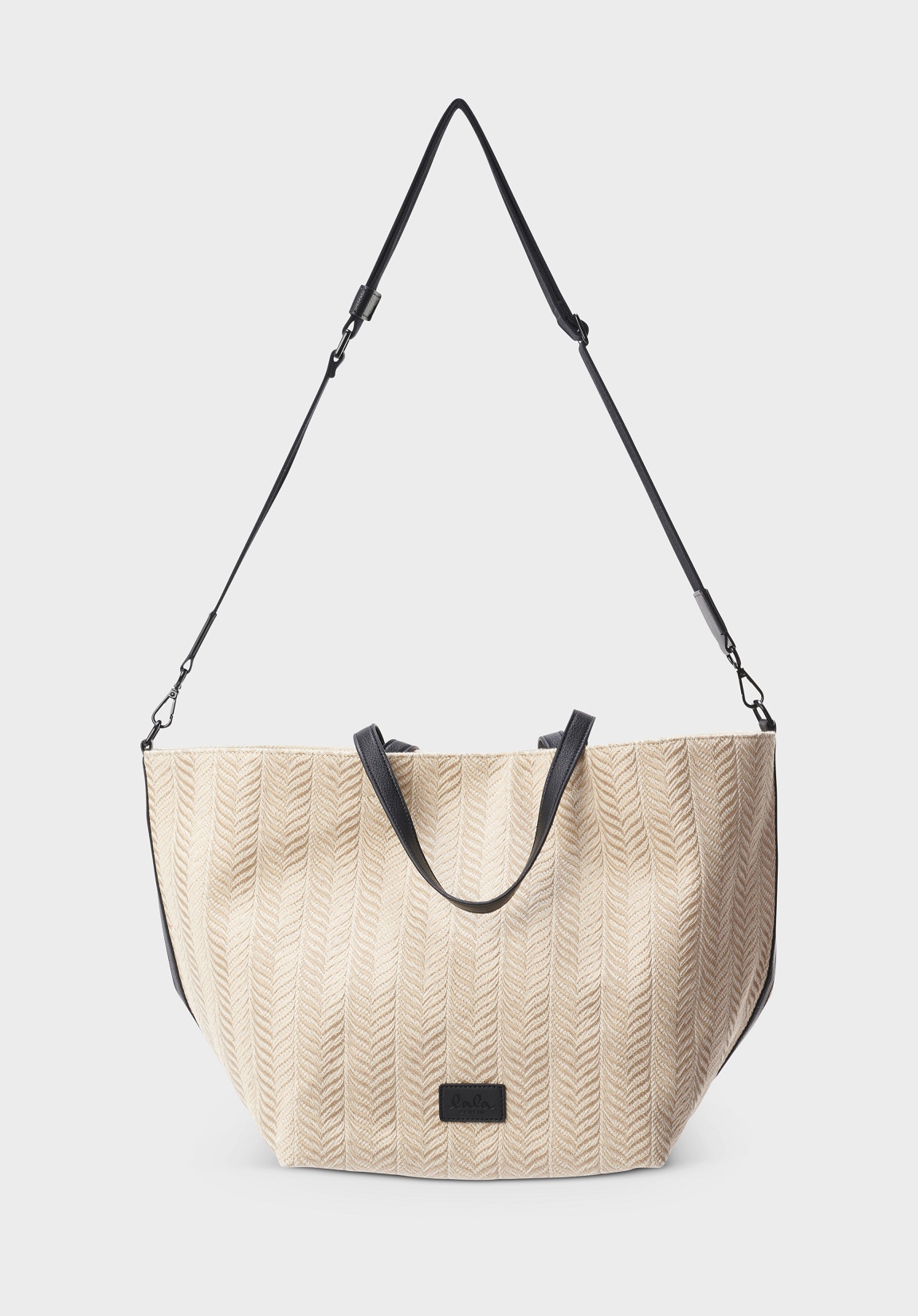 LALA BERLIN Shopper in Chevron Creme Brulee - Main Image