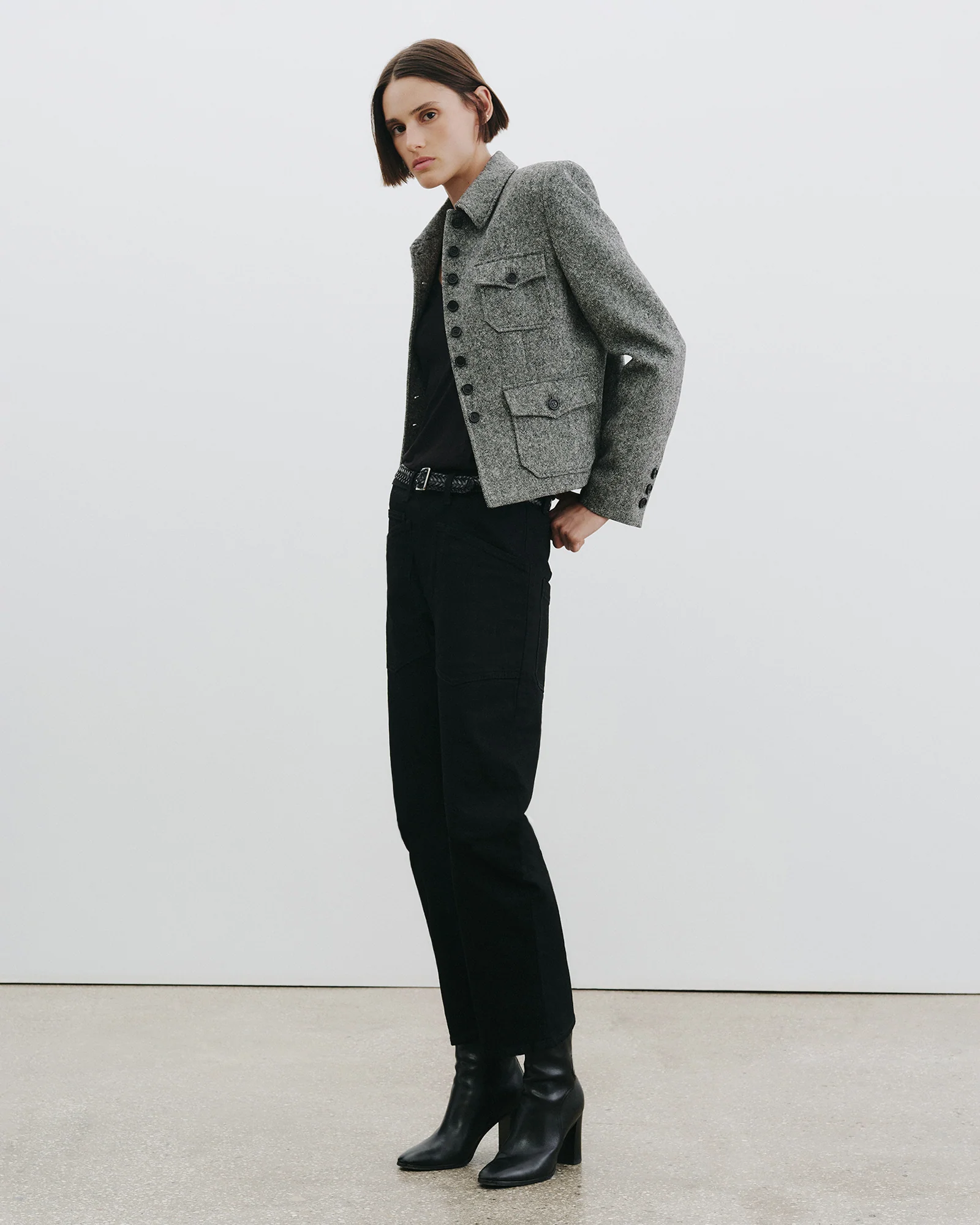 NILI LOTAN Jamison Jacket in Black Donegal