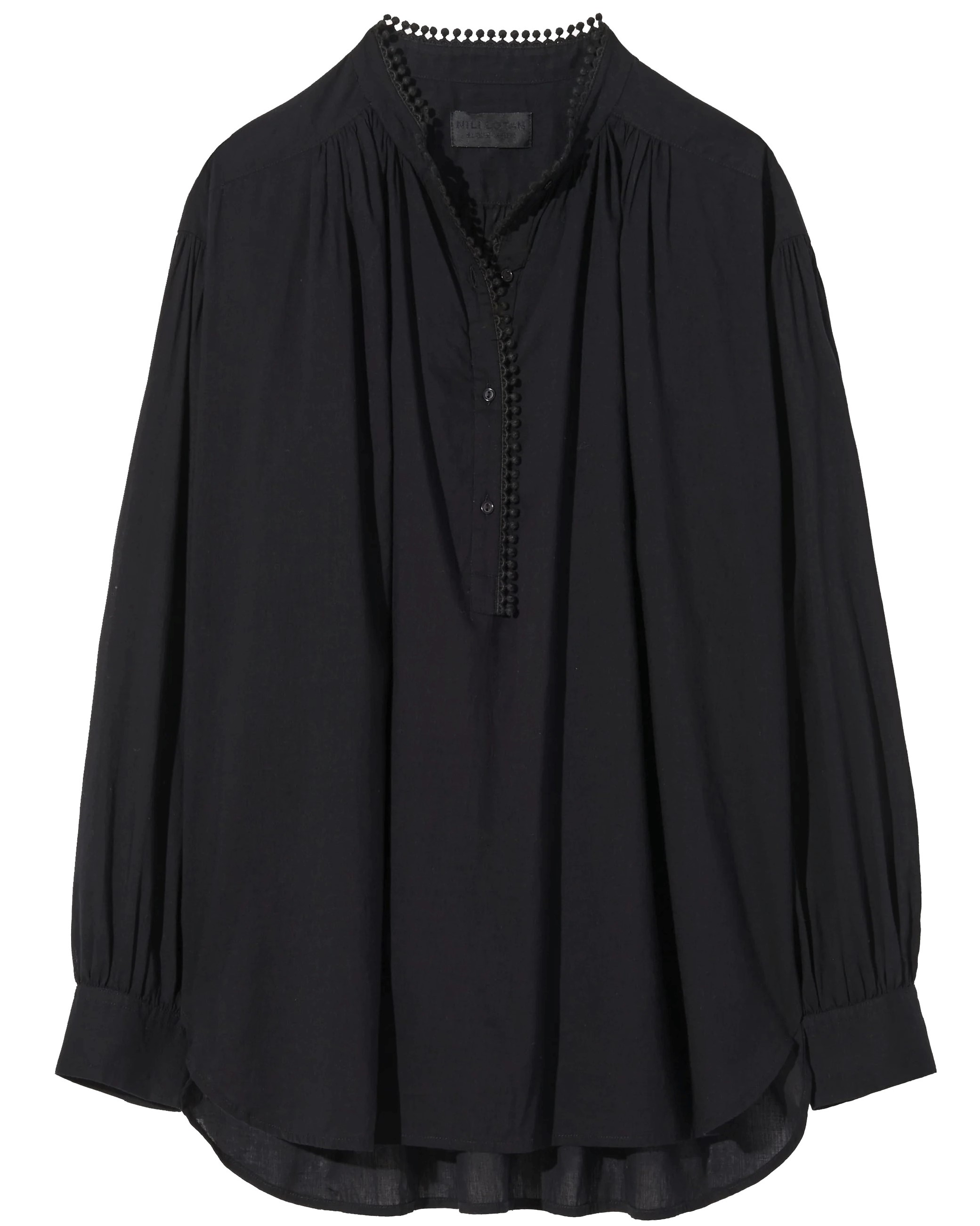 NILI LOTAN Cotton Voile Marcel Top in Black