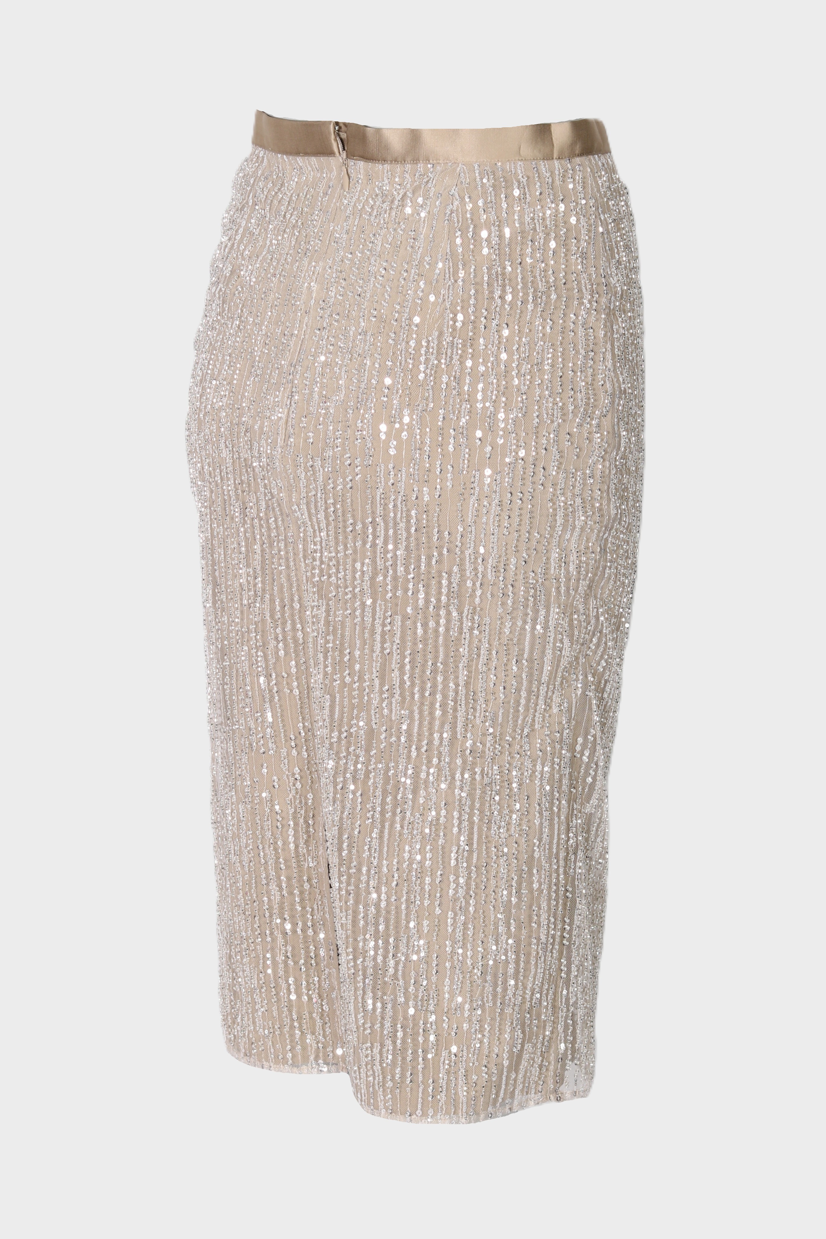 AMI PARIS Embroidered Skirt with Sequins in Mastic Beige