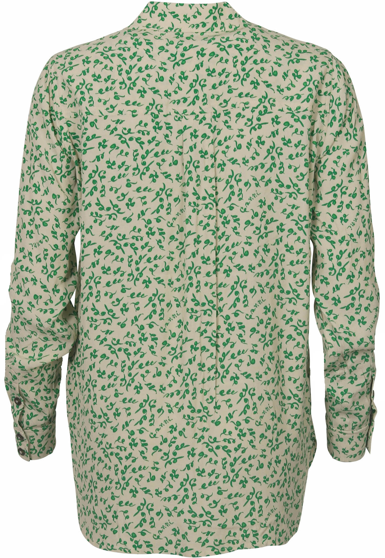 Ganni Shirt Ecru/Green Printed 34