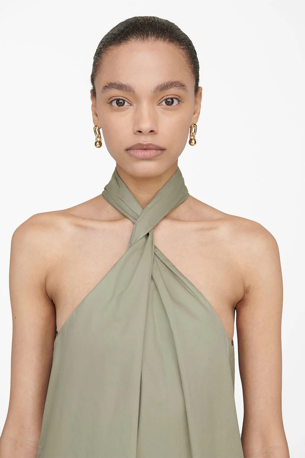 Anine Bing Cosette Dress in Green Khaki