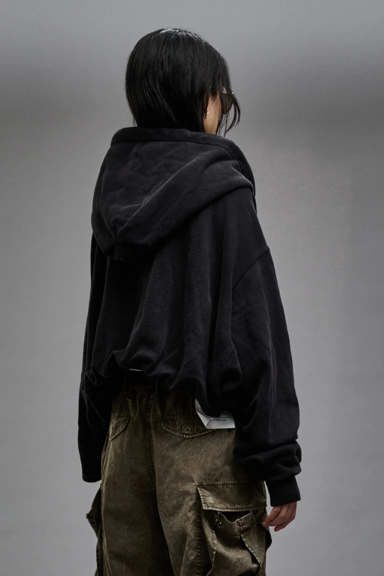 R13 Balloon Zip Hoddie in Washed Black XS