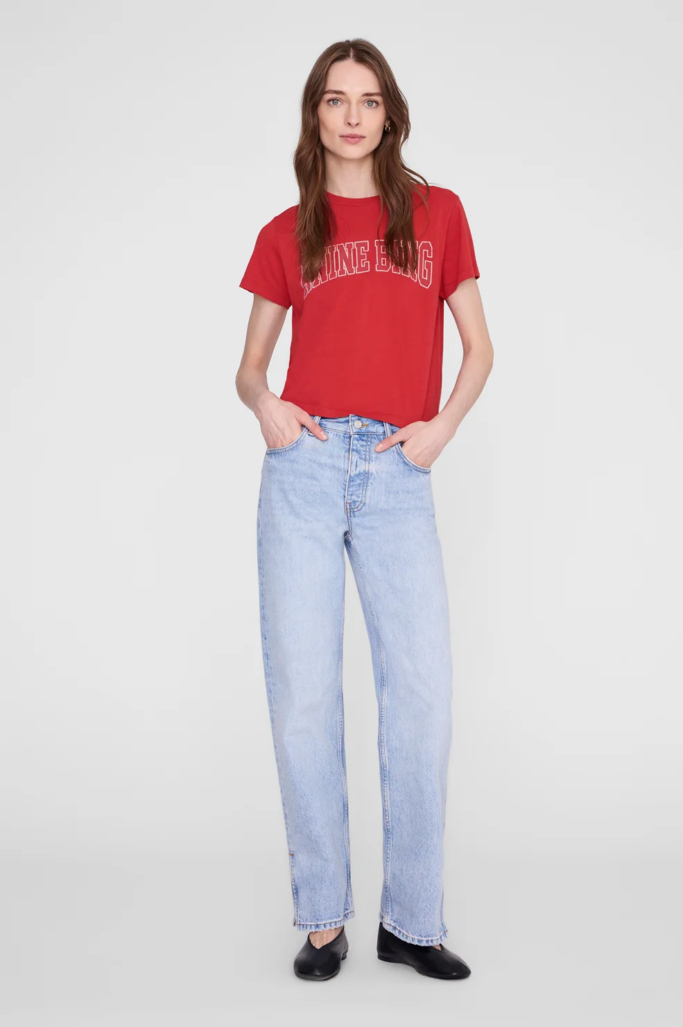 ANINE BING Shelly Tee in Tango Red