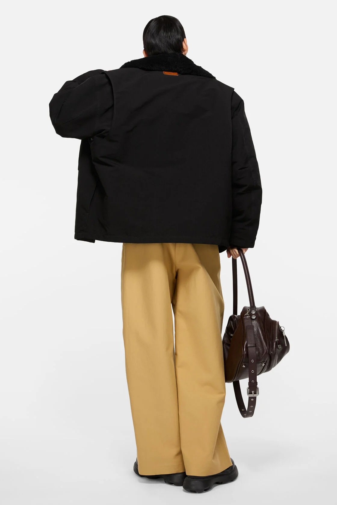 ACNE STUDIOS Oversize Padded Nylon Jacket in Black