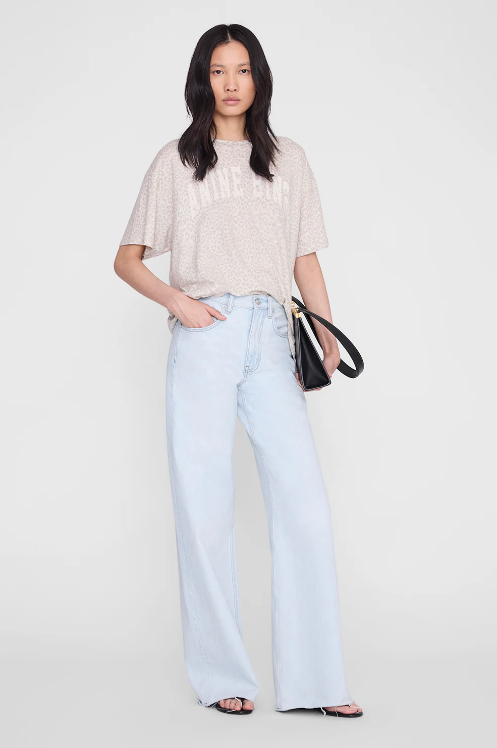 ANINE BING Cade Tee in Washed White Leopard
